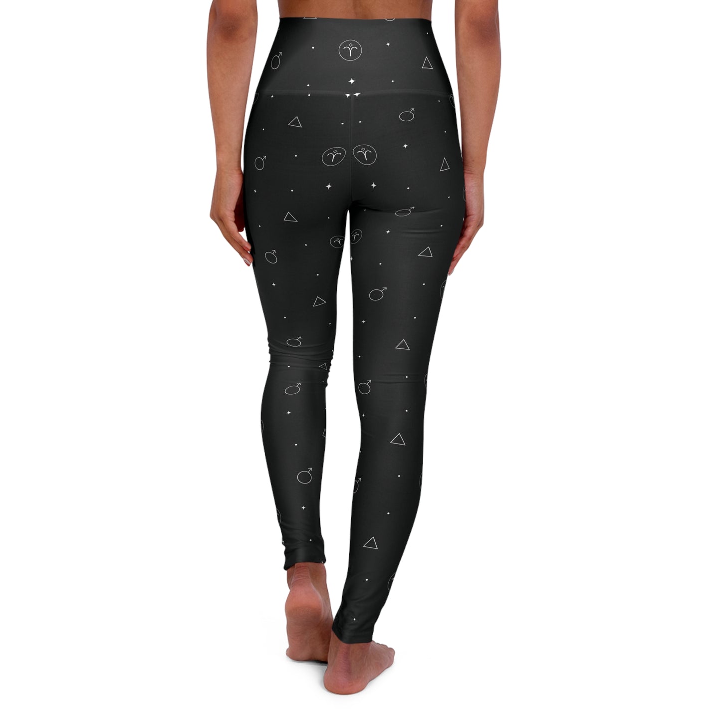 Aries Zodiac Sign High Waisted Leggings Back