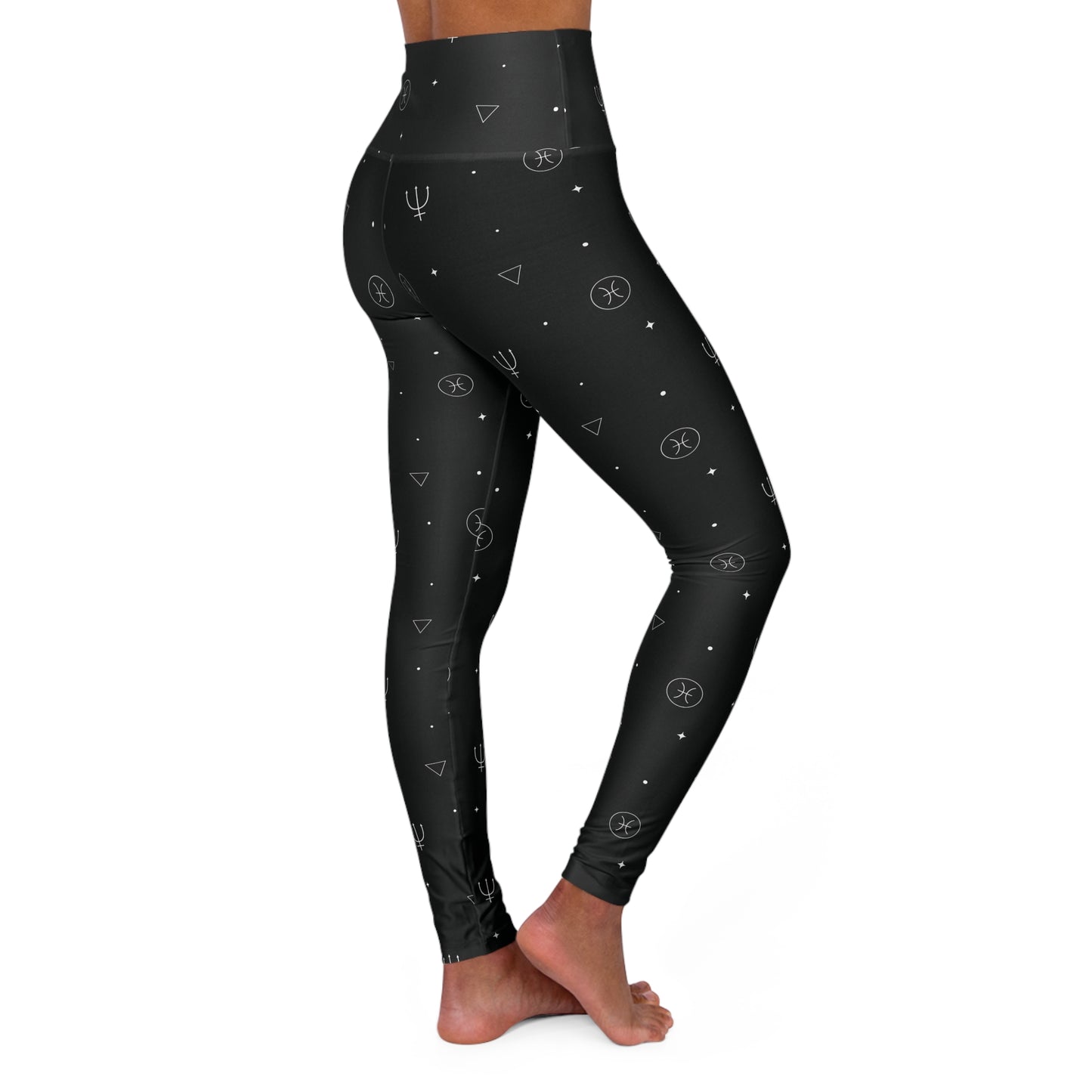 Pisces Zodiac Sign High Waisted Leggings Right