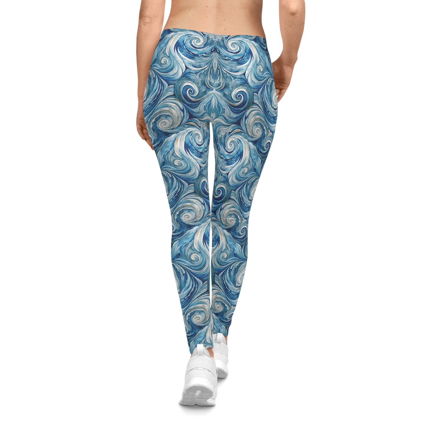 Leggings with Ocean Swirls Back