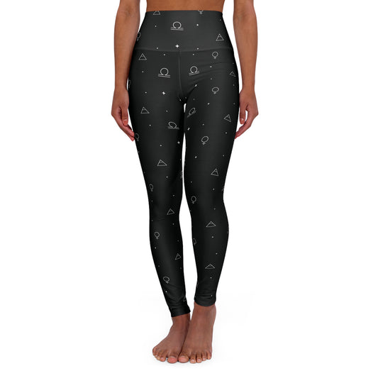 Libra Zodiac Sign High Waisted Leggings Front