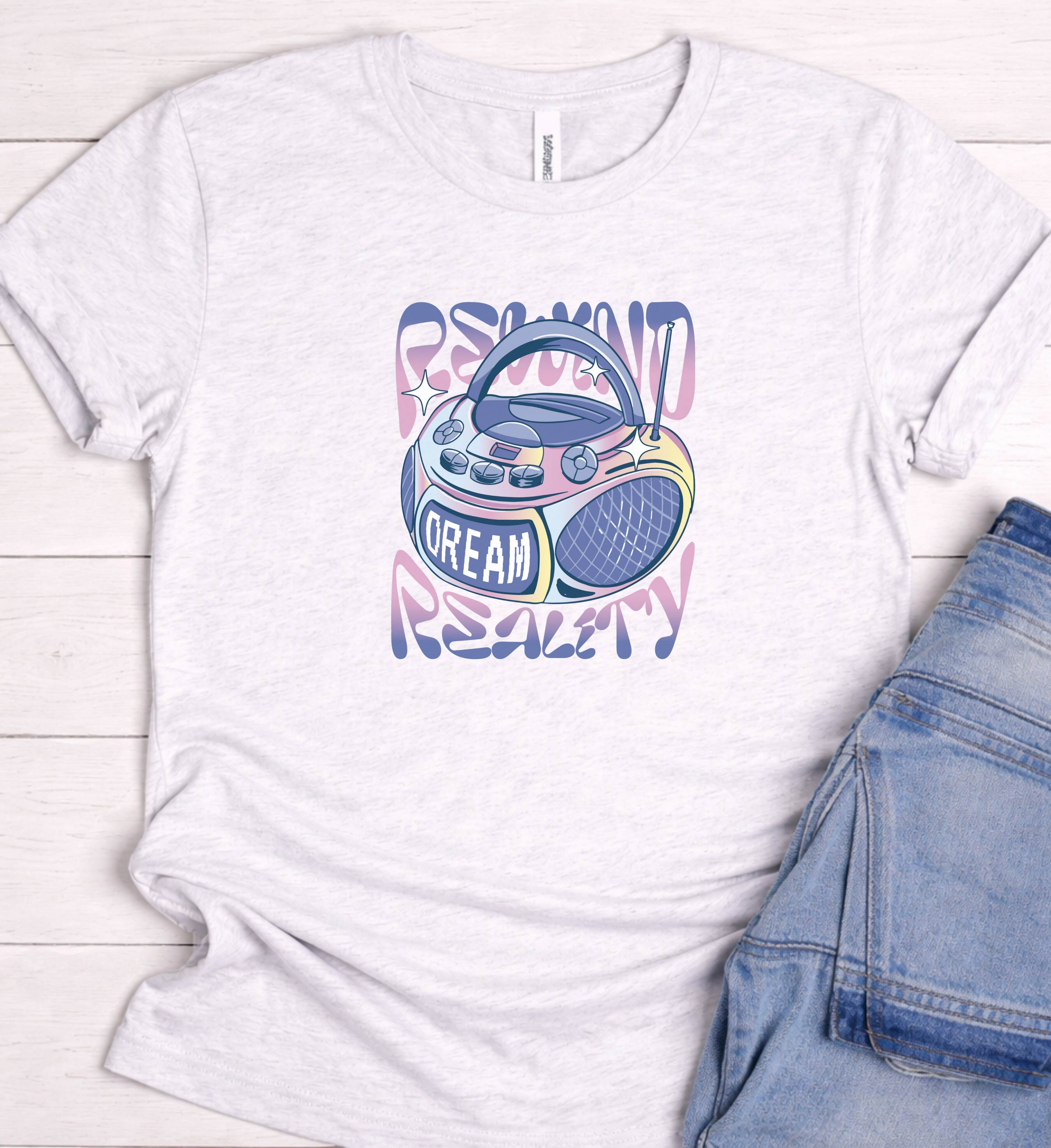 Retro Music Shirt – Rewind Reality Boombox Tee