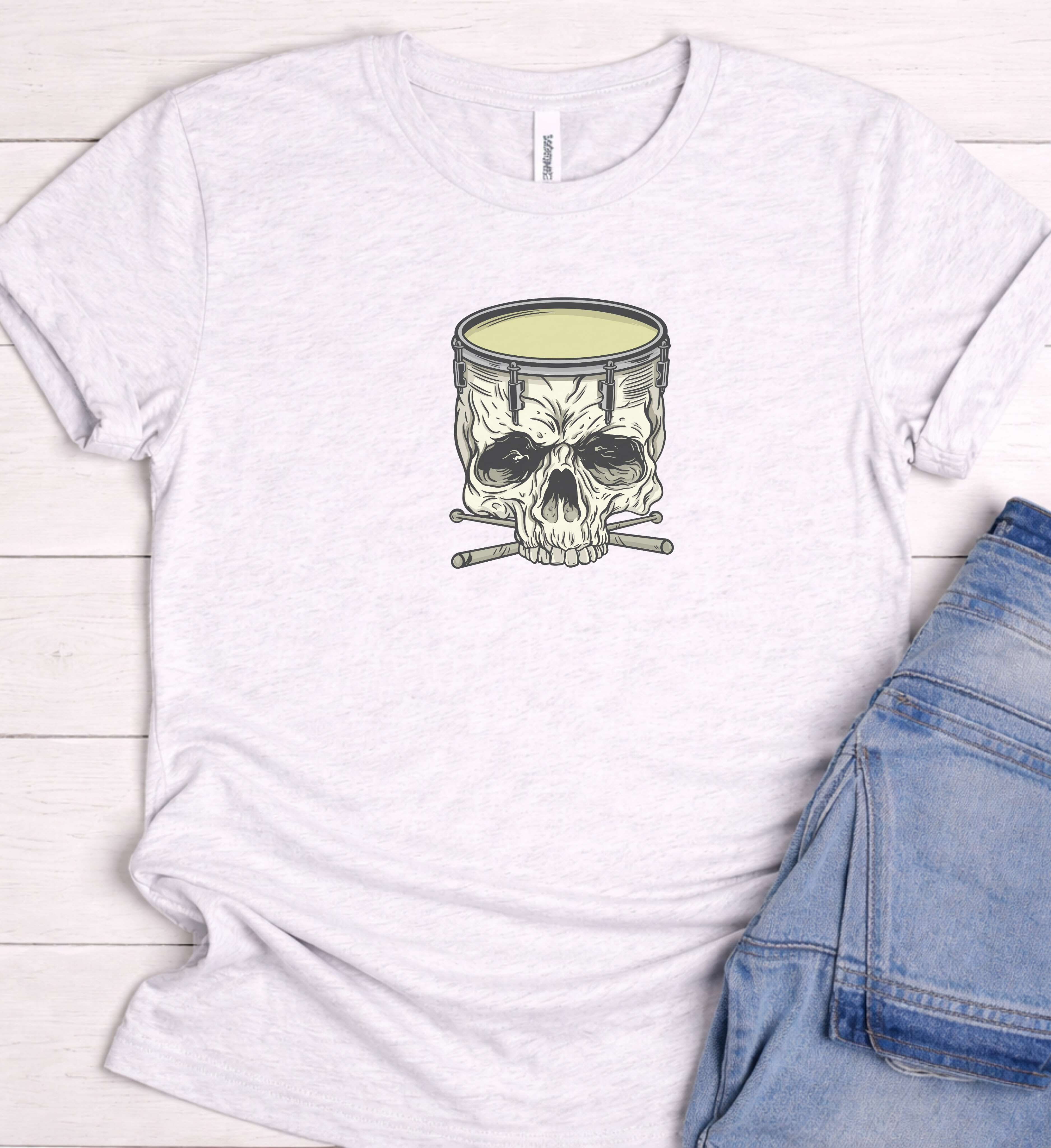Skull Drum Shirt – Drummer Rock Graphic Tee