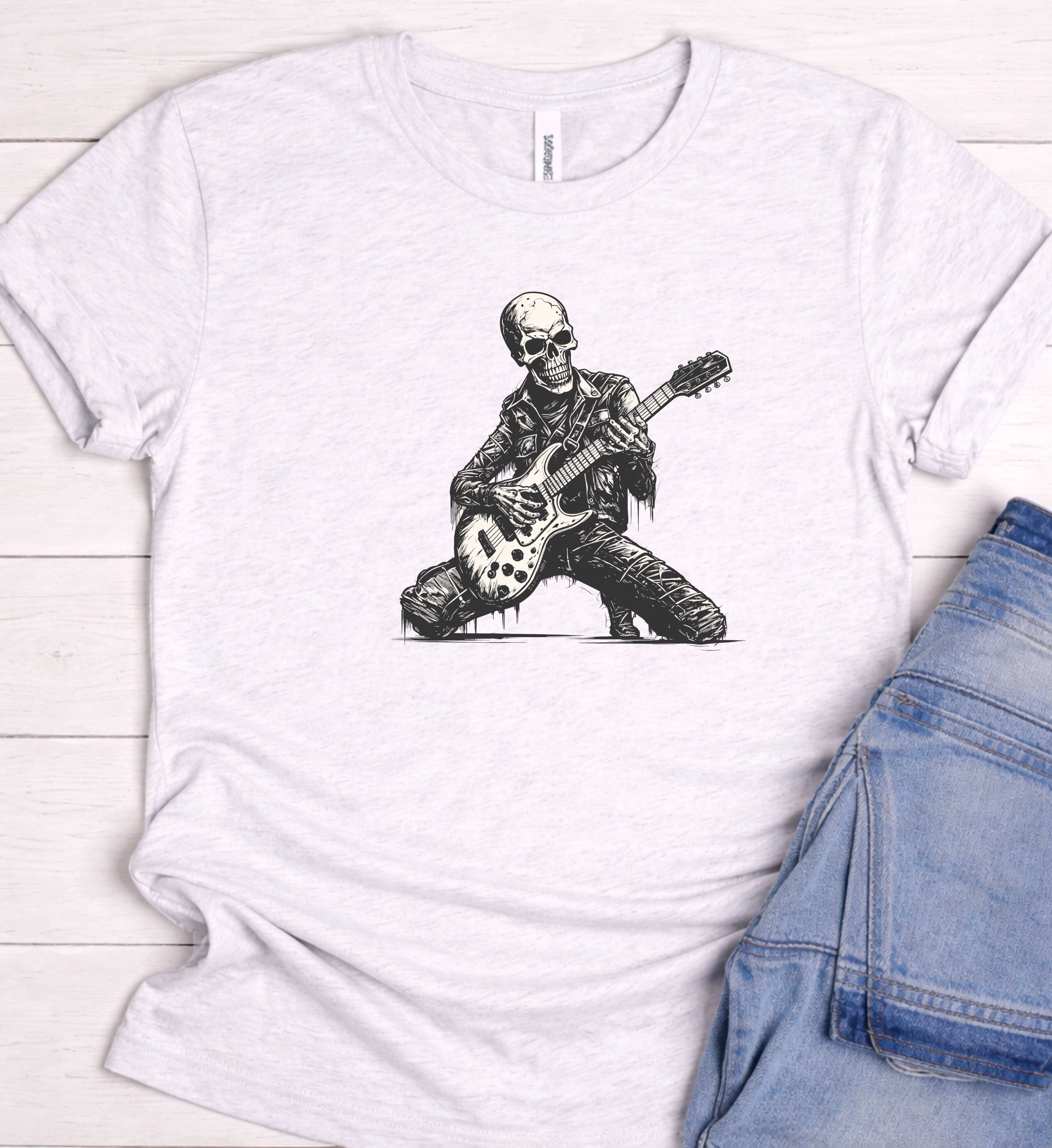 Skeleton Guitar Shirt – Skull Rock Music Tee