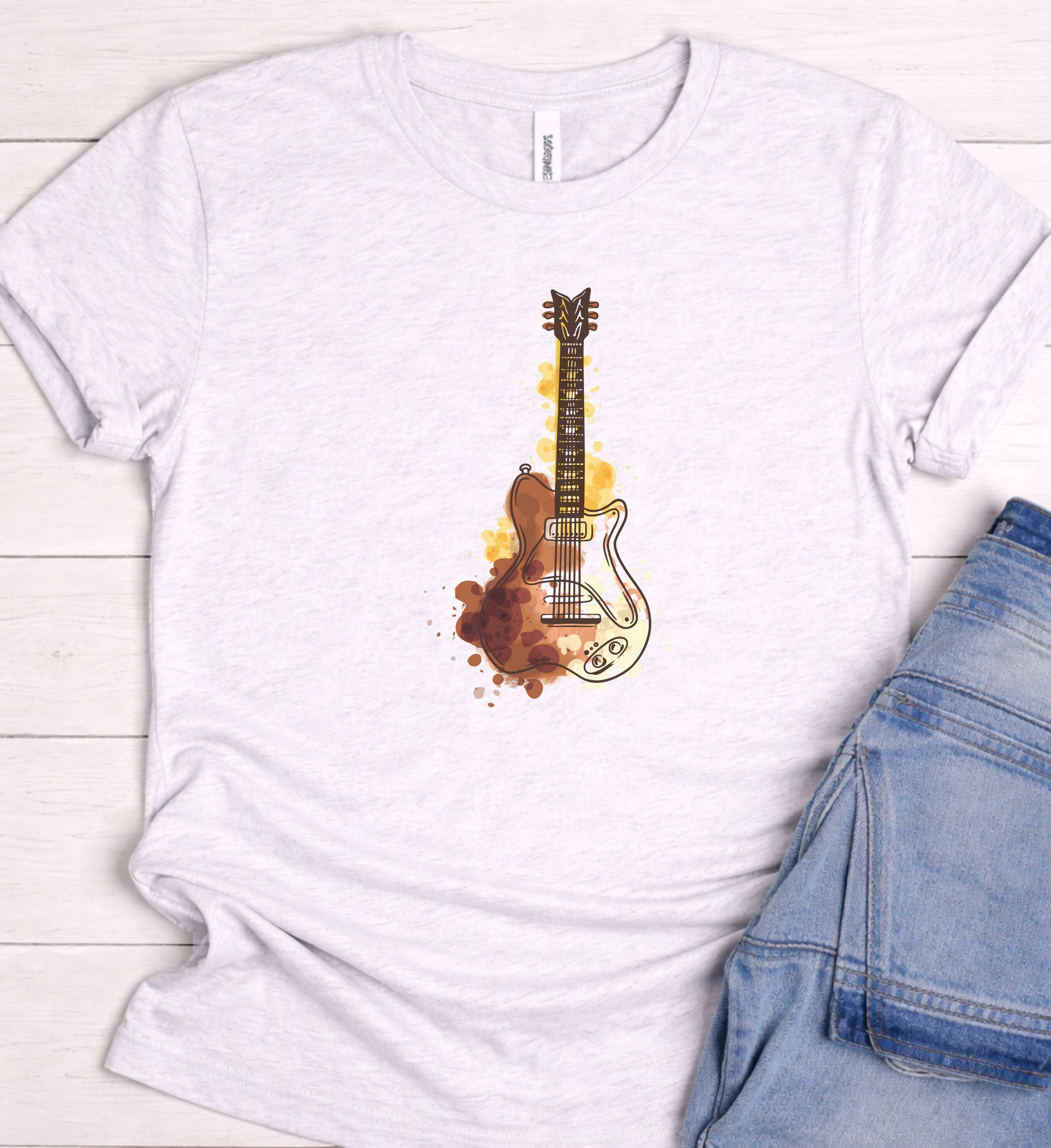 Guitar Art Shirt – Watercolor Electric Guitar Tee