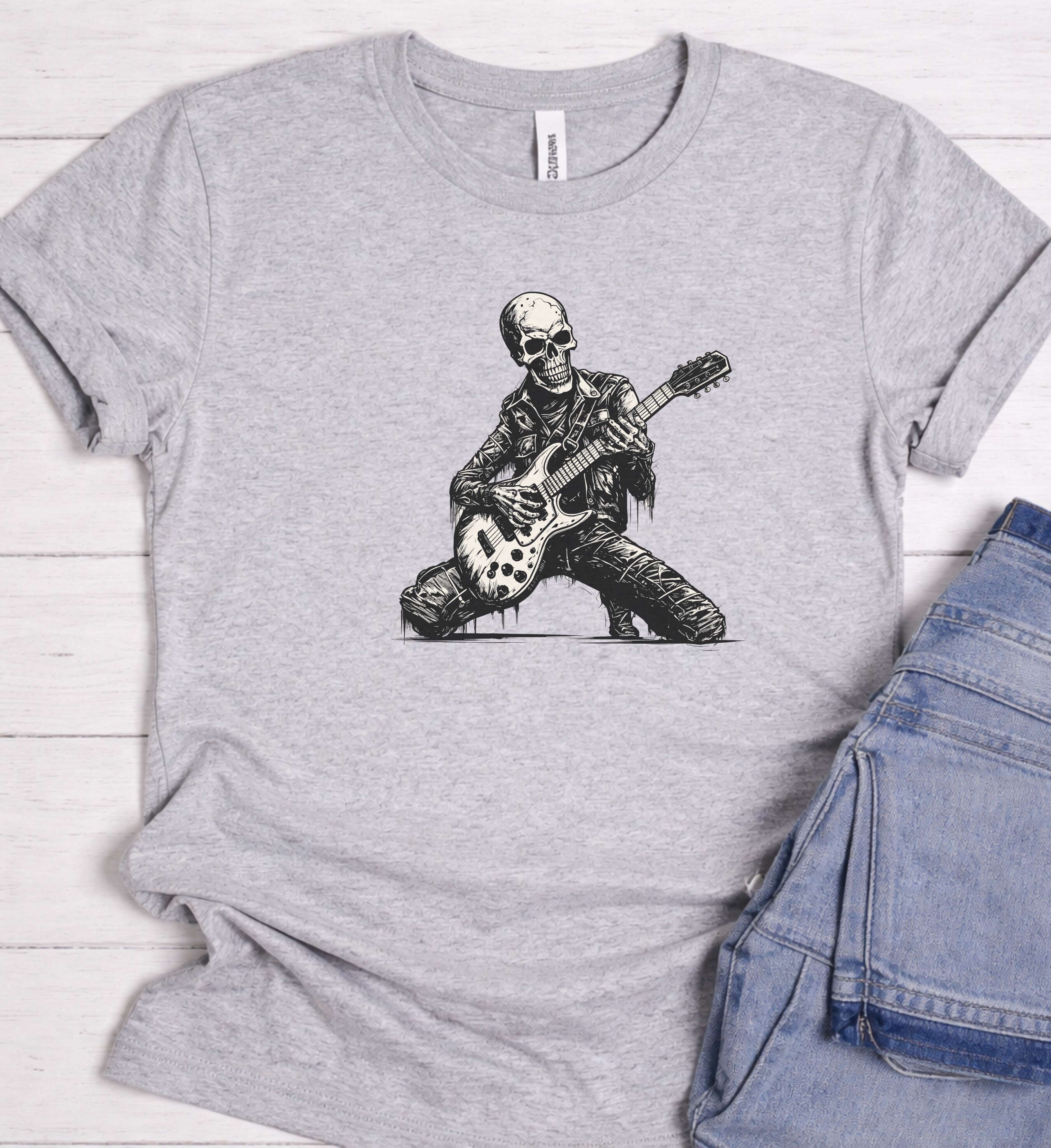 Skeleton Guitar Shirt – Skull Rock Music Tee