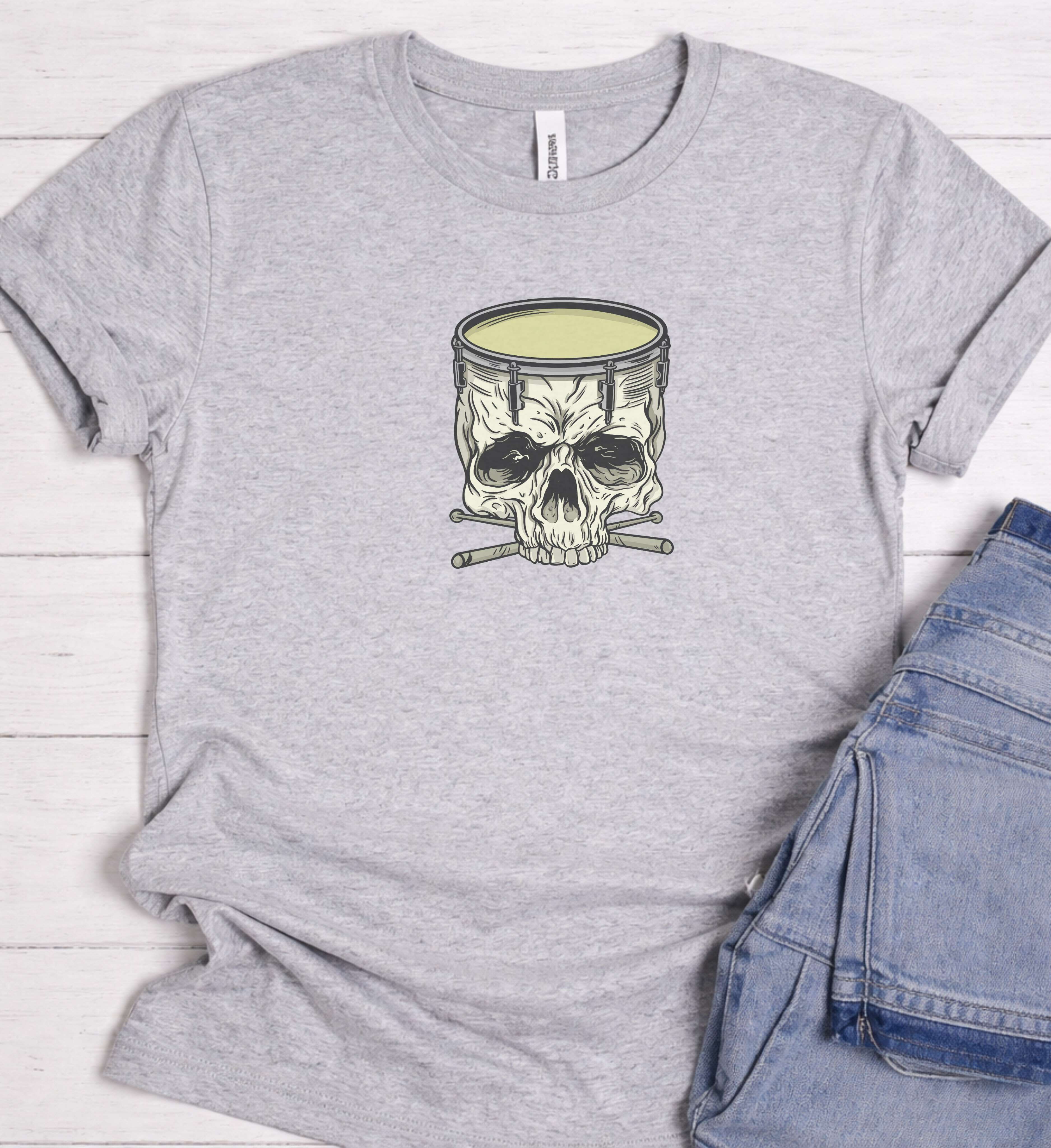 Skull Drum Shirt – Drummer Rock Graphic Tee