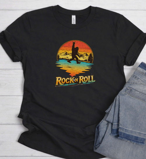 Bigfoot Rock n Roll Shirt – Vintage Sasquatch Guitar Tee