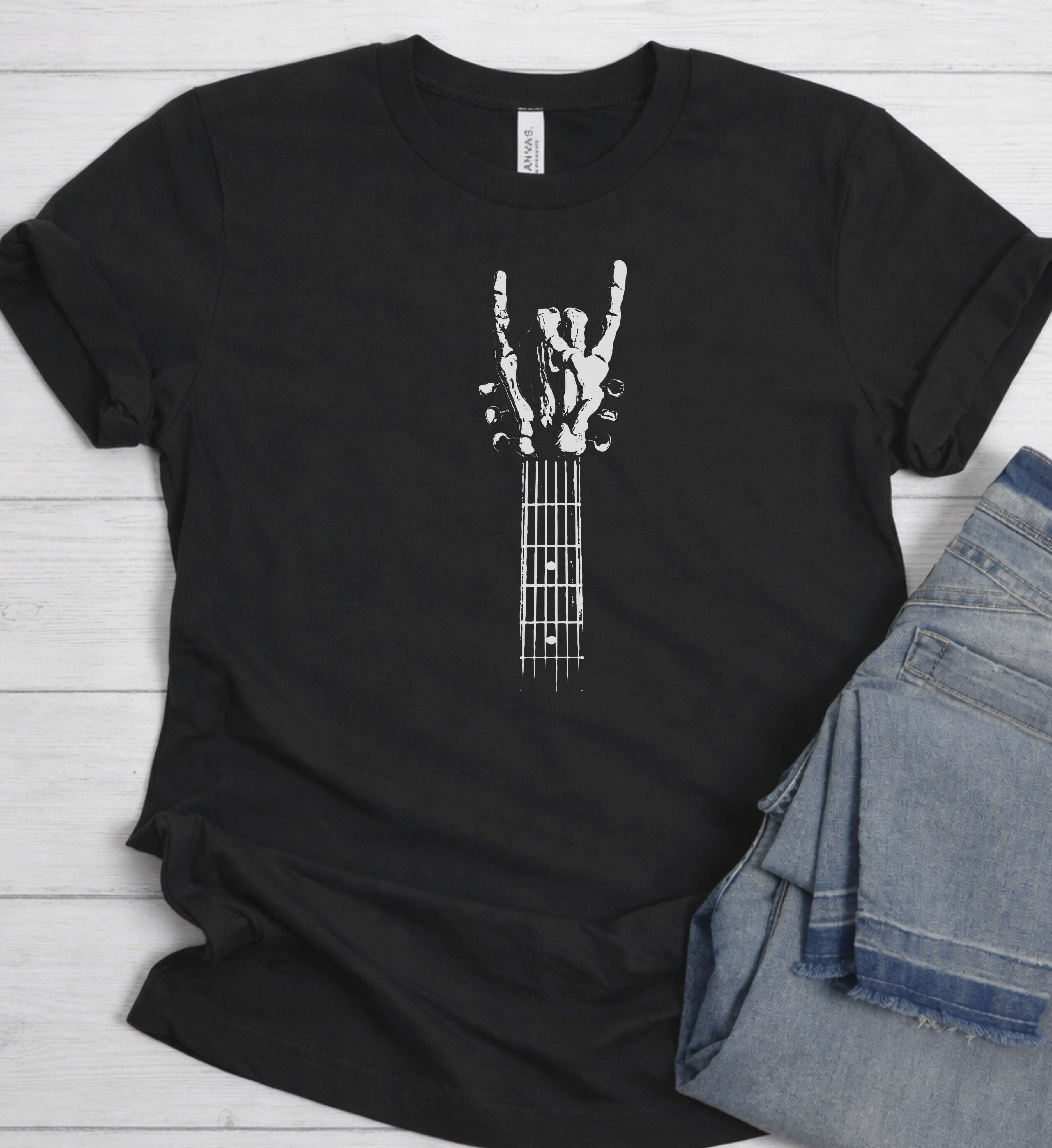 Rock Hand Guitar Shirt – Heavy Metal Music Tee