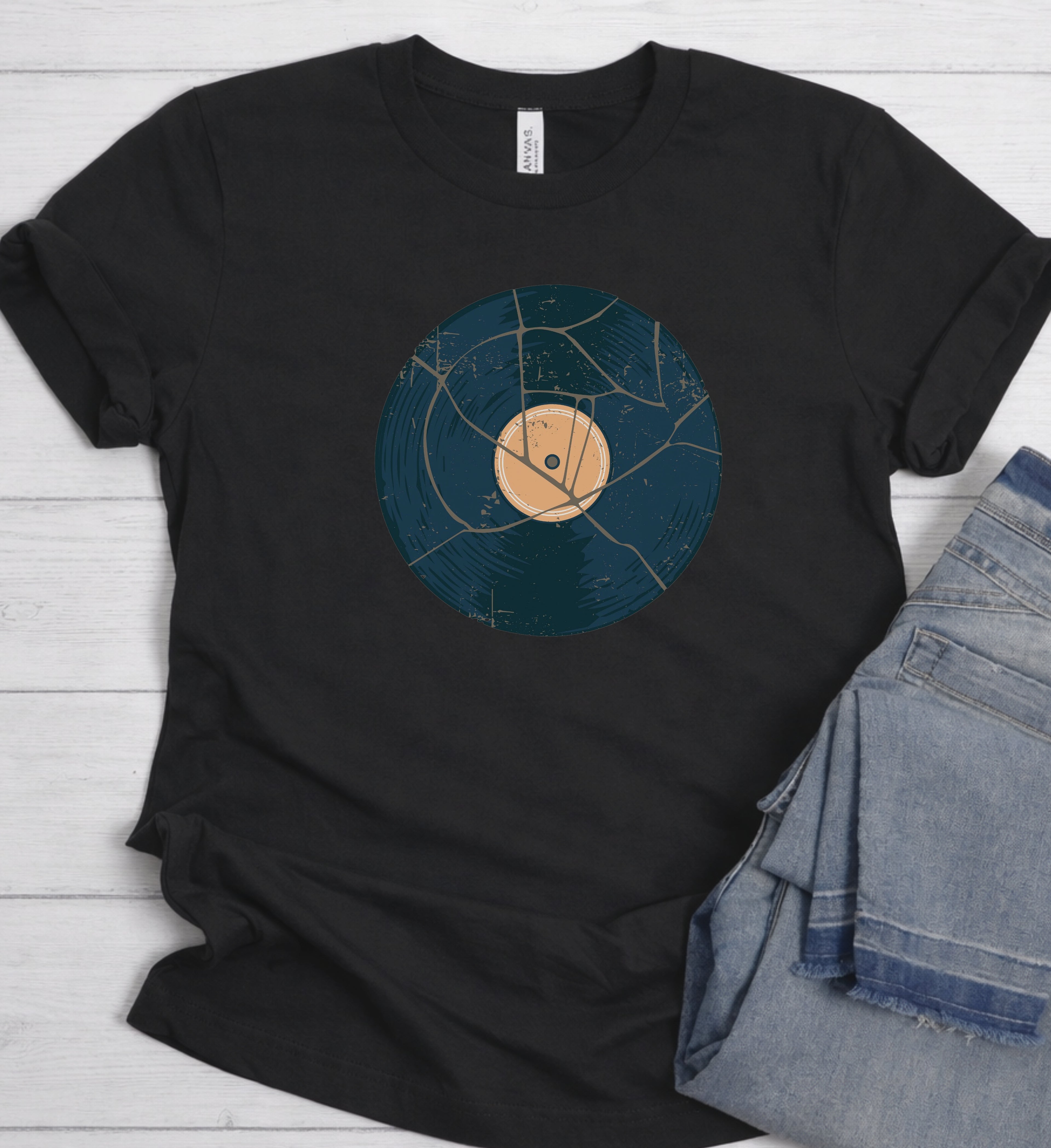 Vintage Vinyl Shirt – Retro Cracked Record Graphic Tee