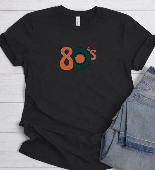 80s Retro Shirt – Minimal Vinyl Record Graphic Tee
