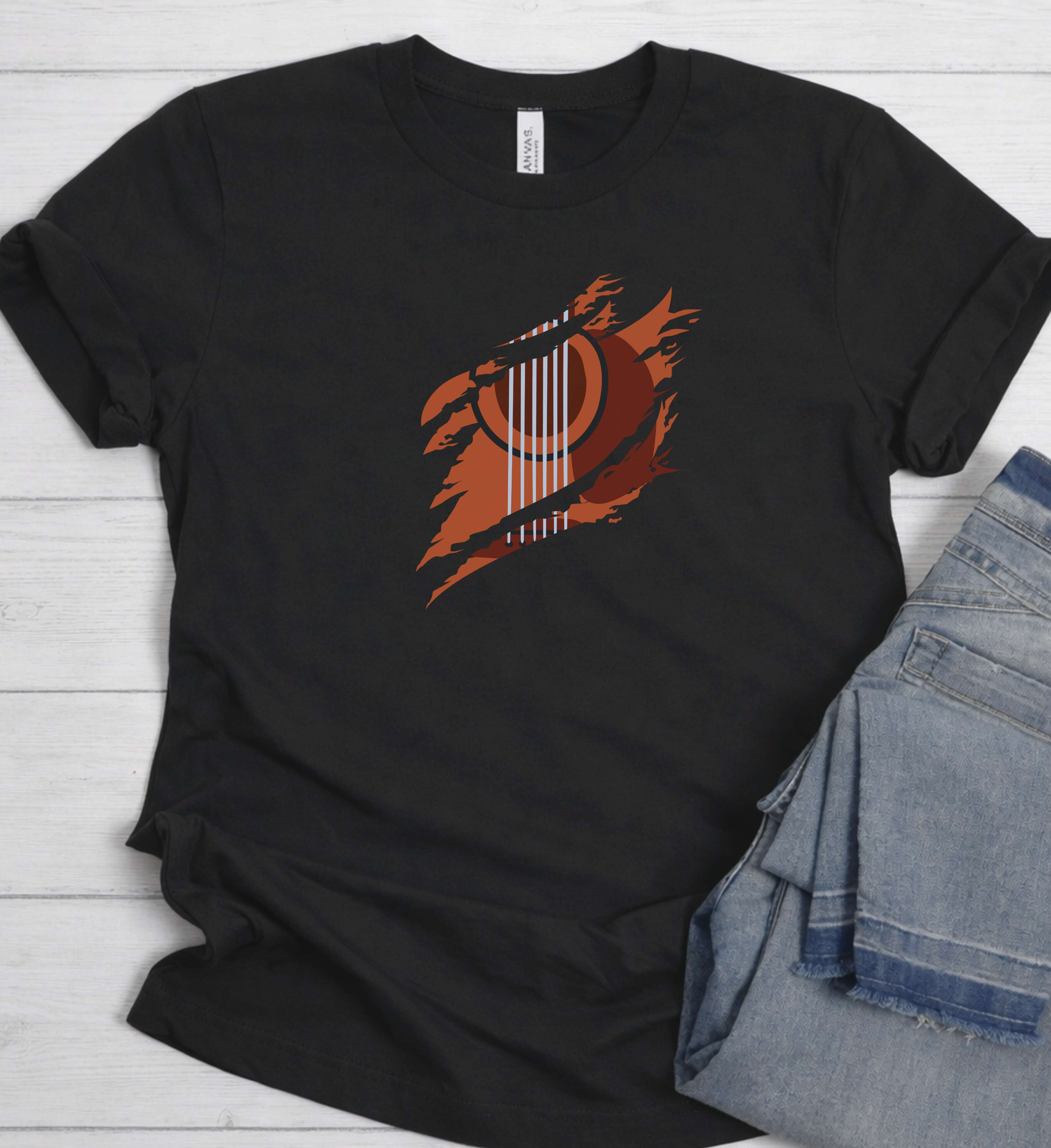 Minimal Guitar Shirt – Acoustic Music Graphic Tee