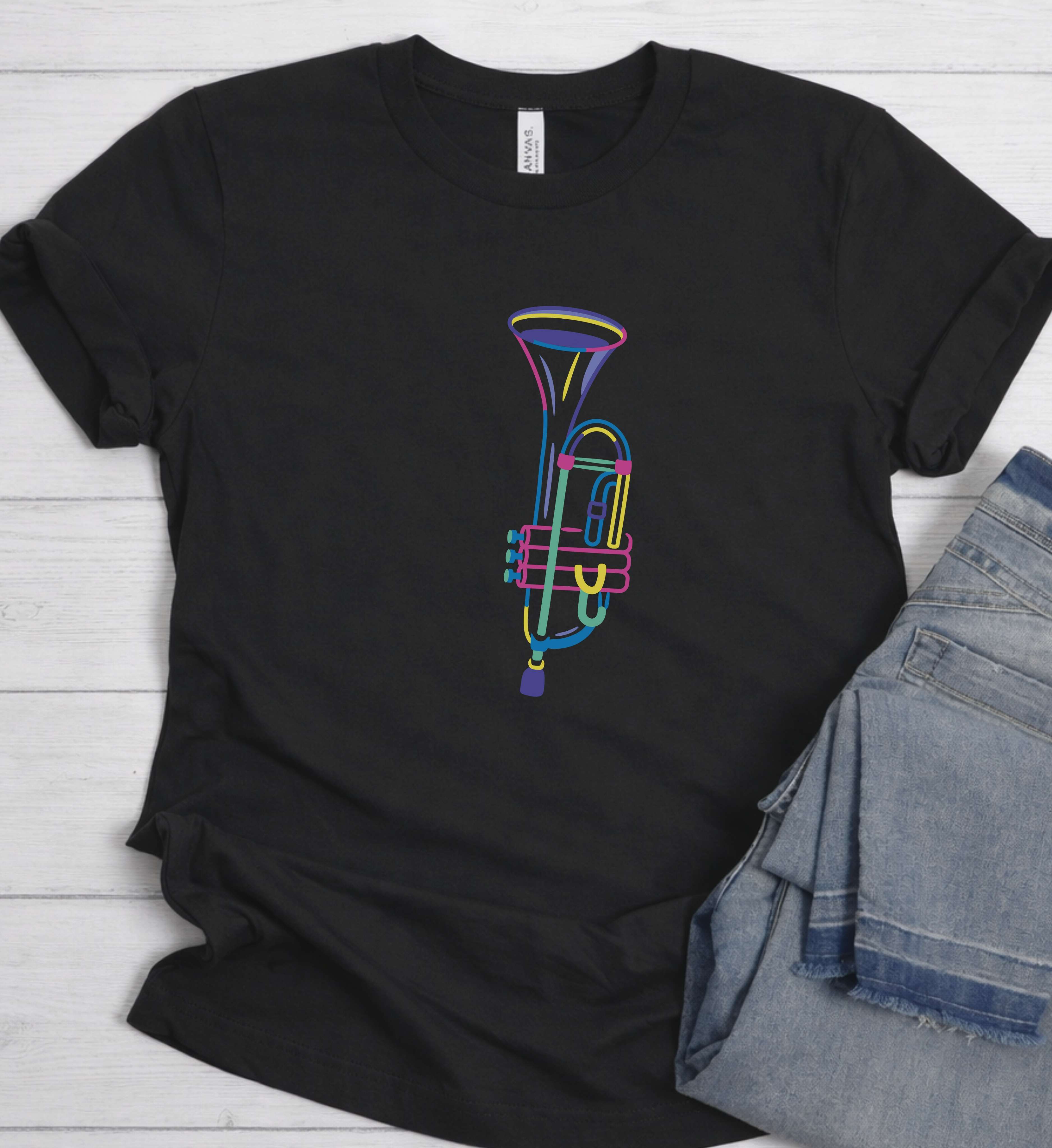 Minimal Trumpet Shirt – Modern Music Graphic Tee