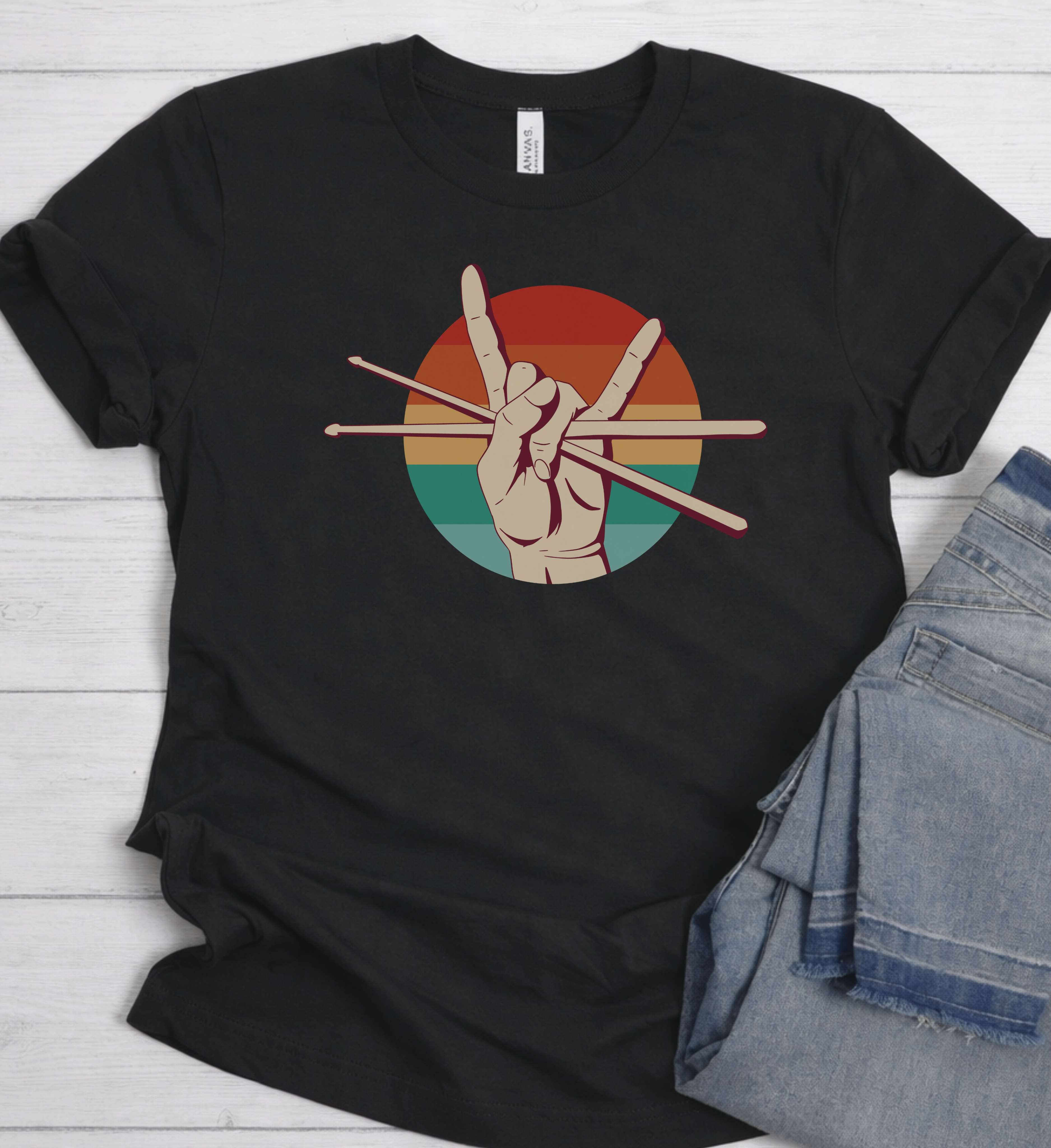 Drummer Rock Sign Shirt – Drumsticks Edition