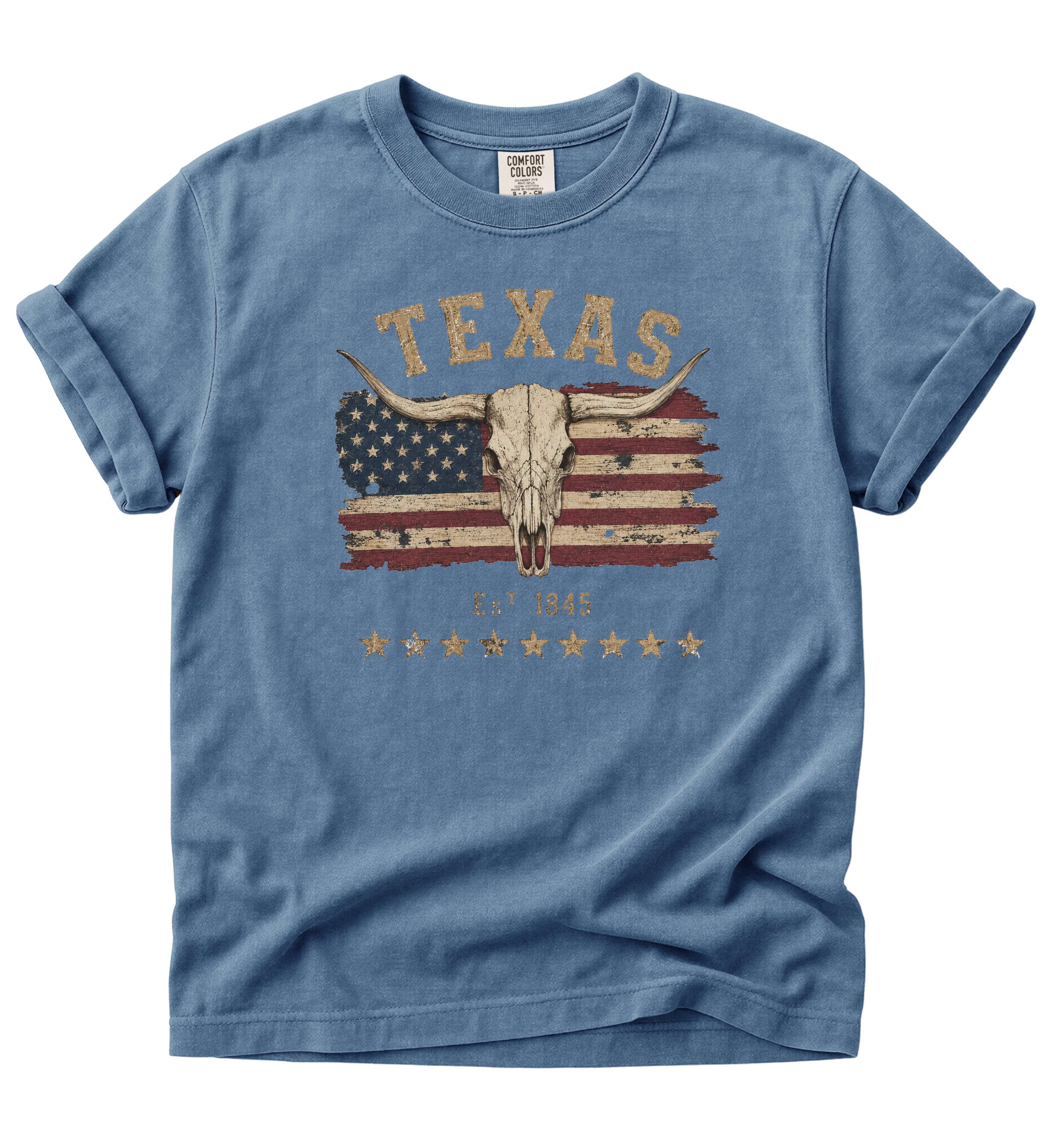 Texas Est. 1845 Shirt – Texas Pride Longhorn Graphic Tee