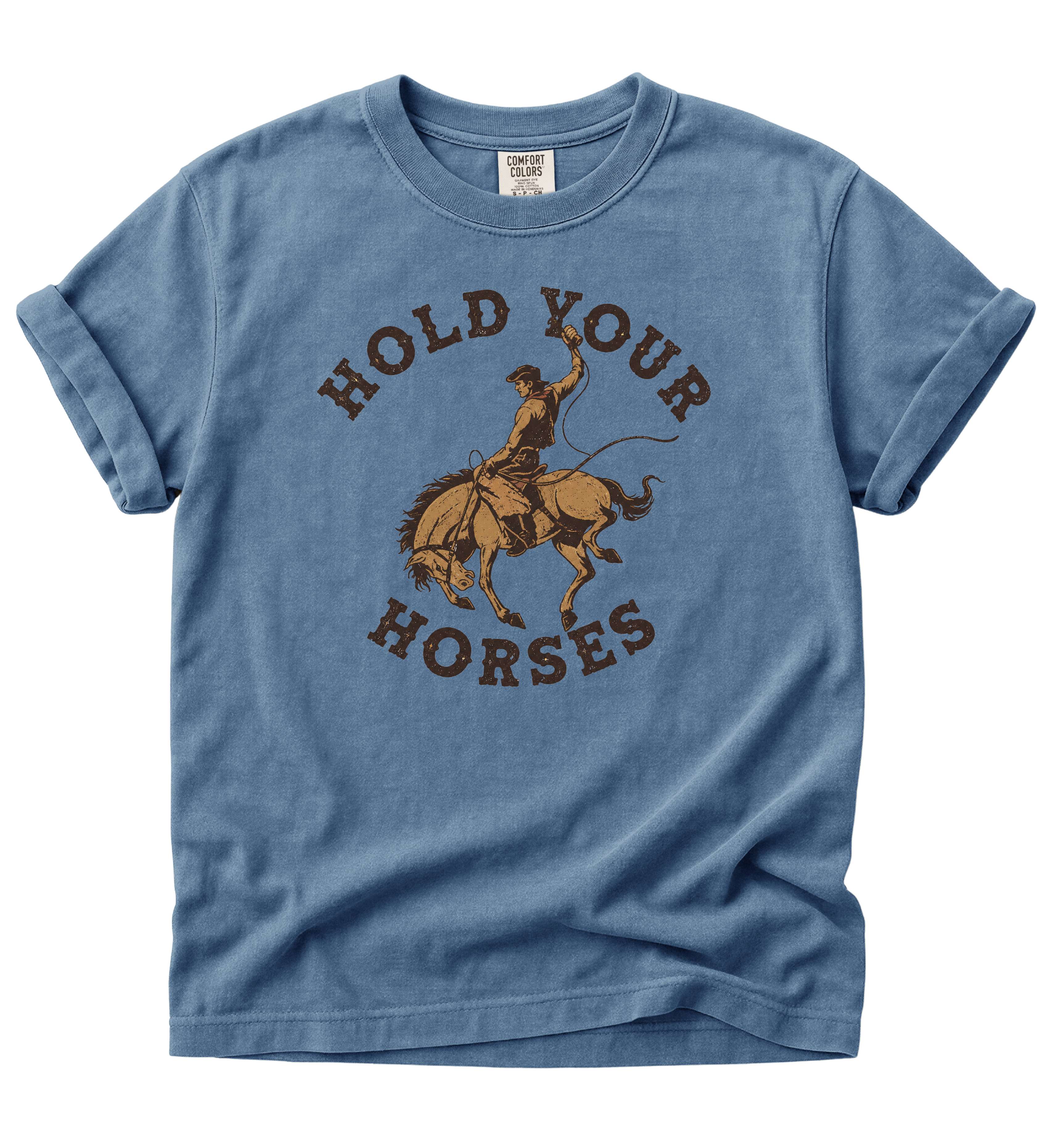 Hold Your Horses Shirt – Funny Cowboy Western Graphic Tee