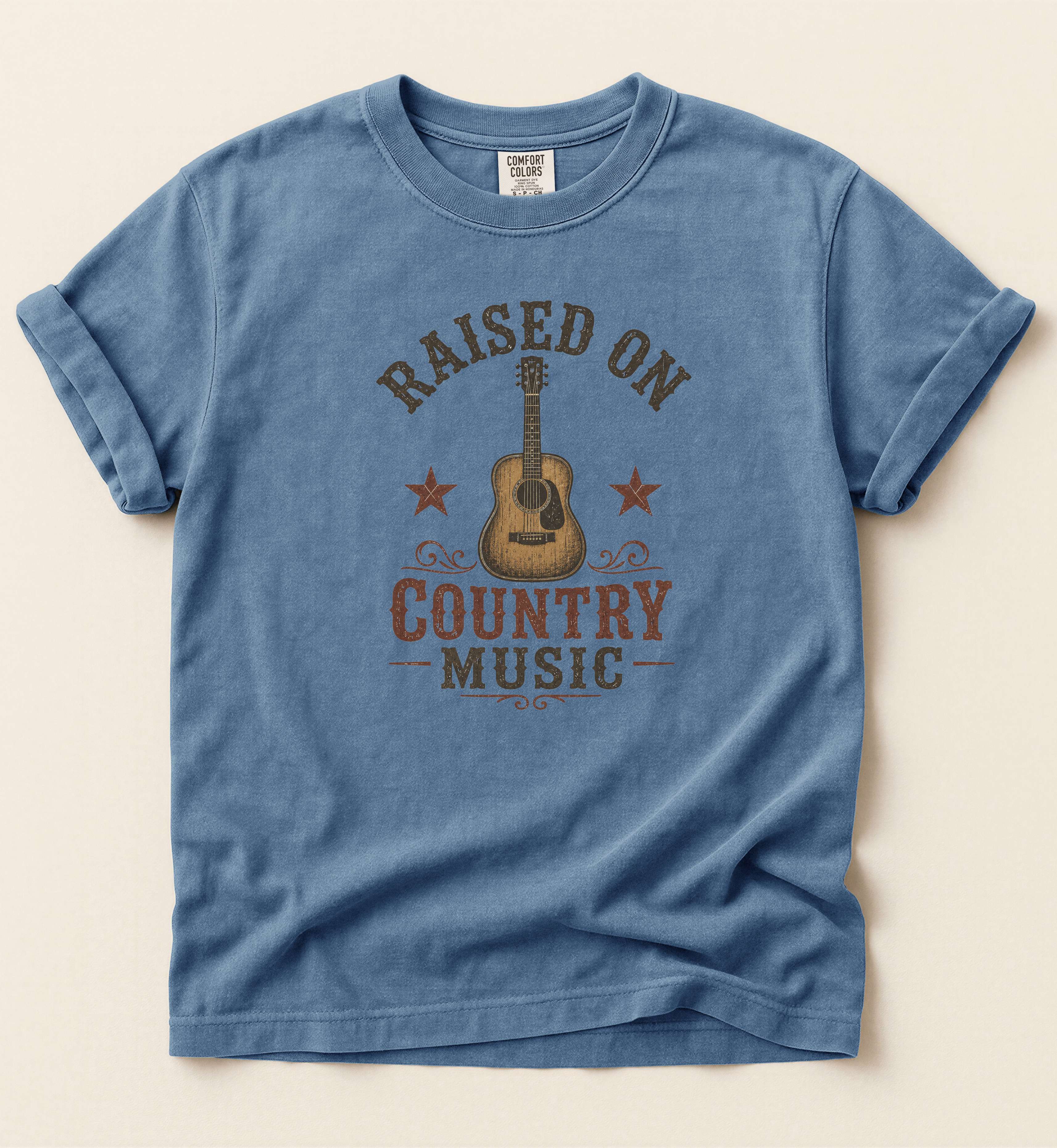 Raised On Country Music – Vintage Western Guitar Tee