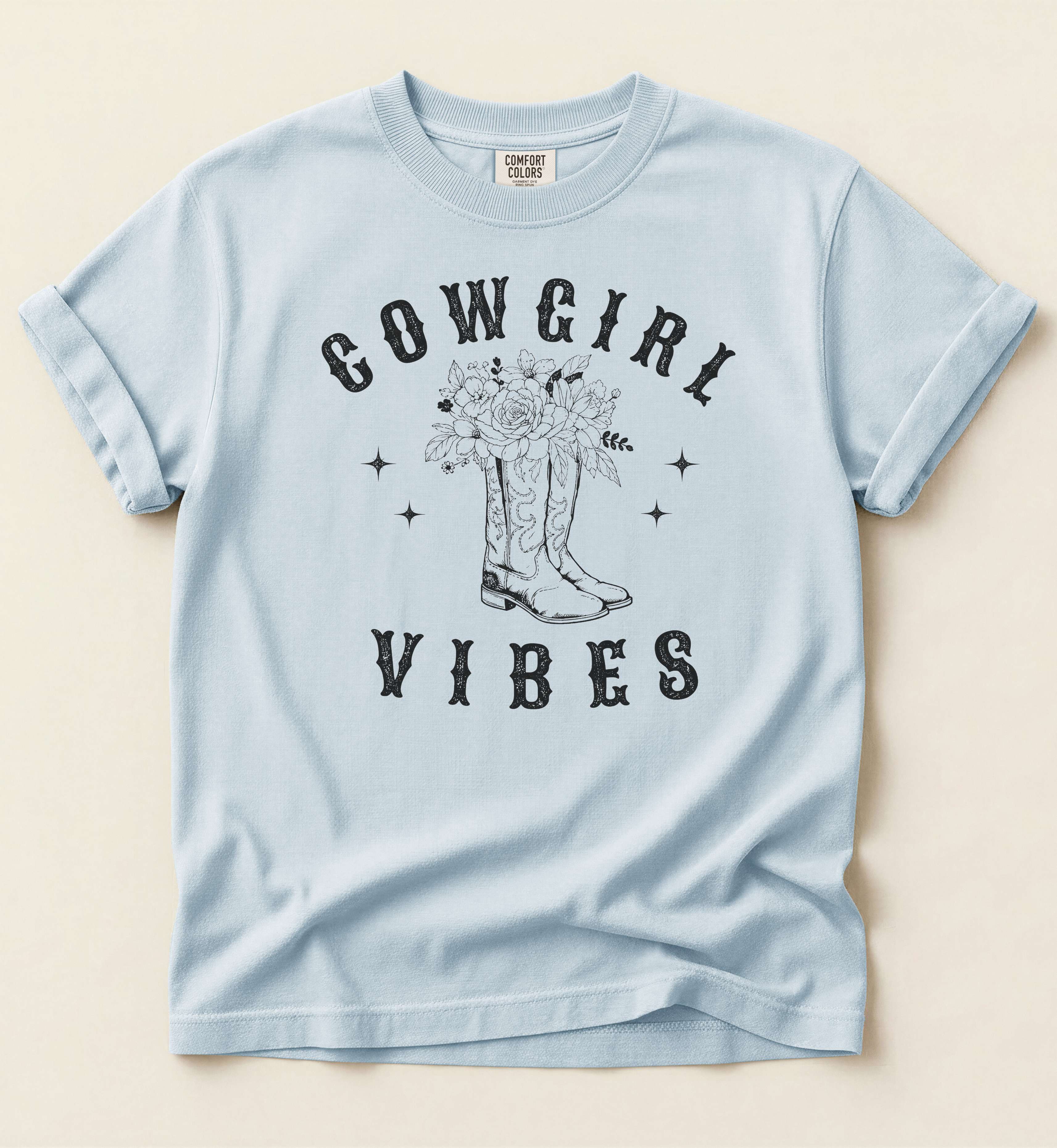 Cowgirl Vibes – Floral Western Boots Tee