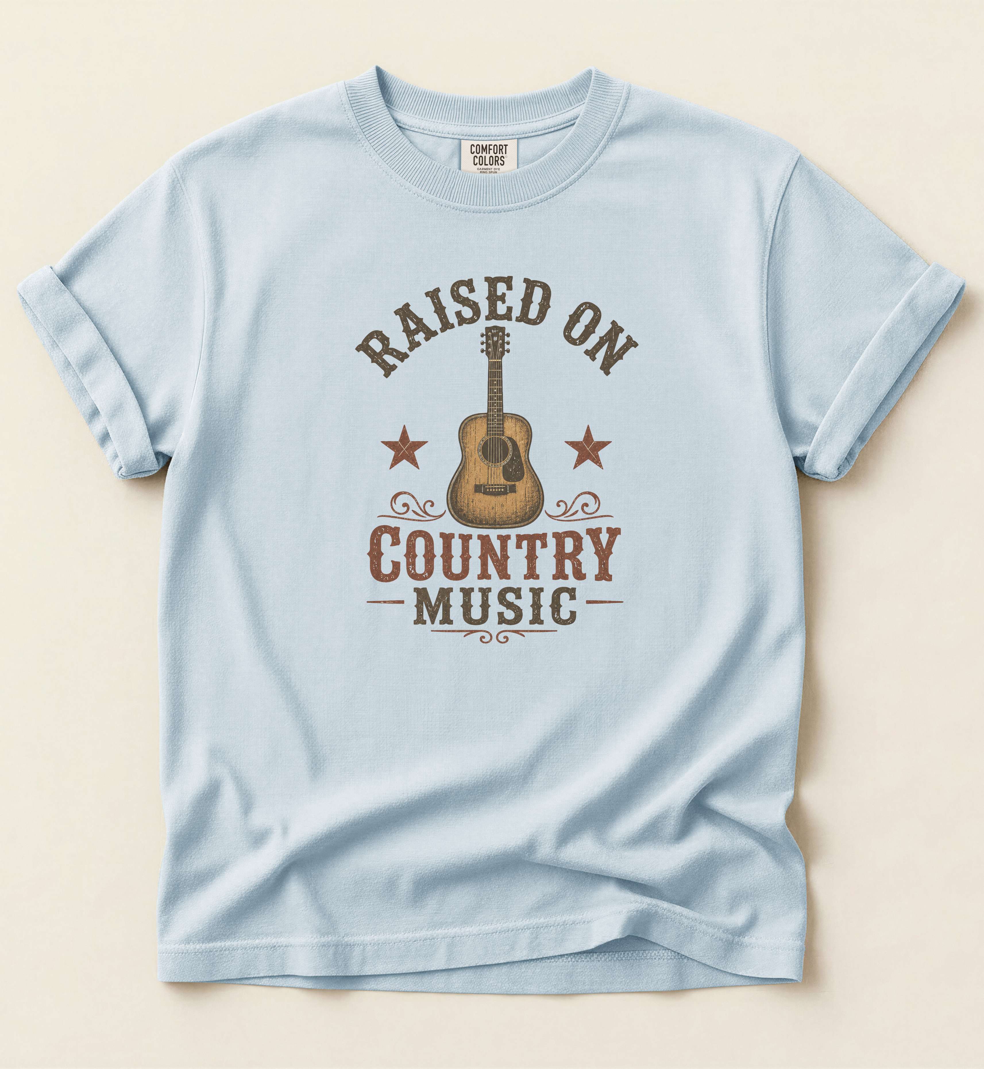 Raised On Country Music – Vintage Western Guitar Tee