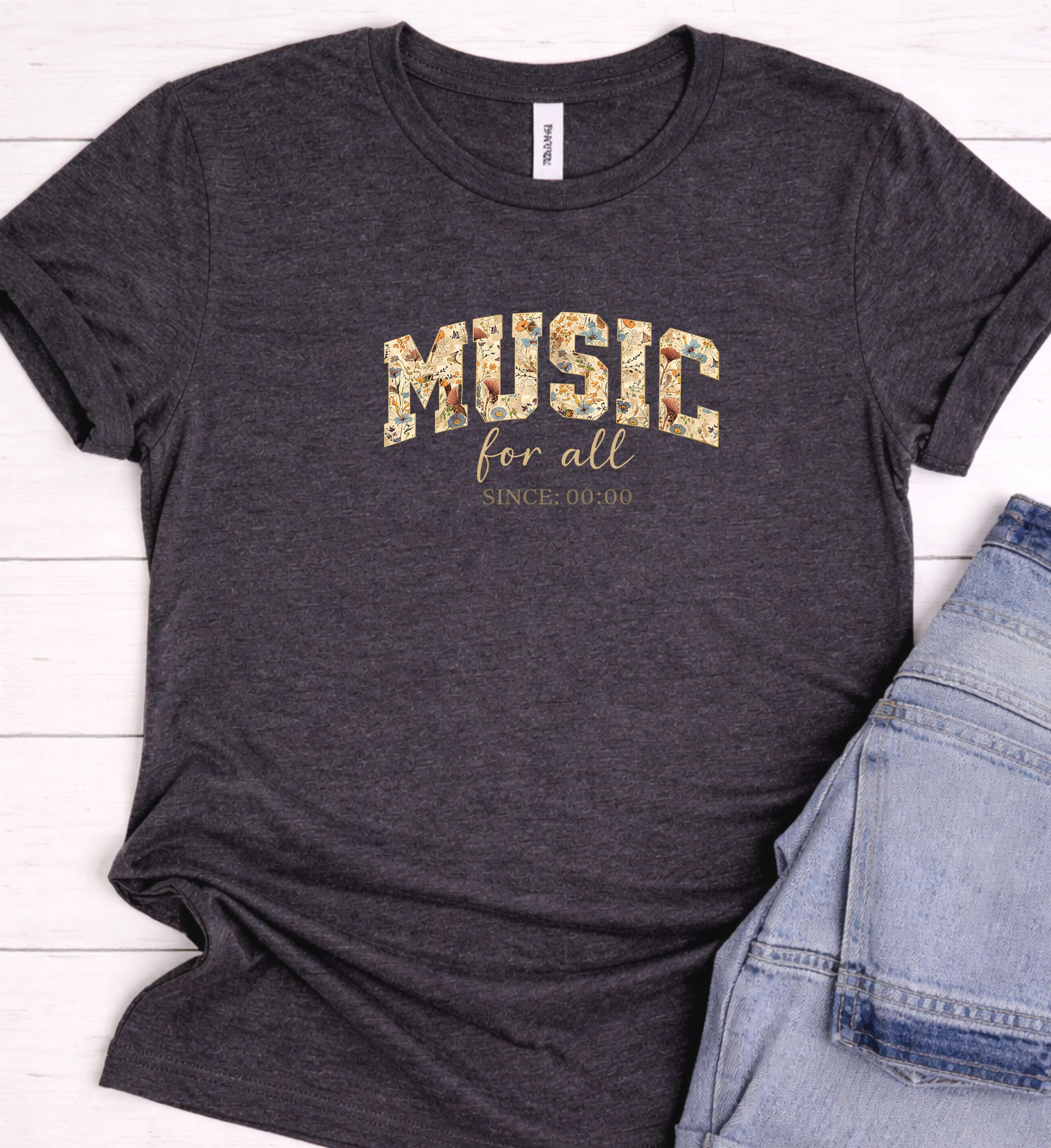 Music For All Shirt – Floral Aesthetic Music Graphic Tee