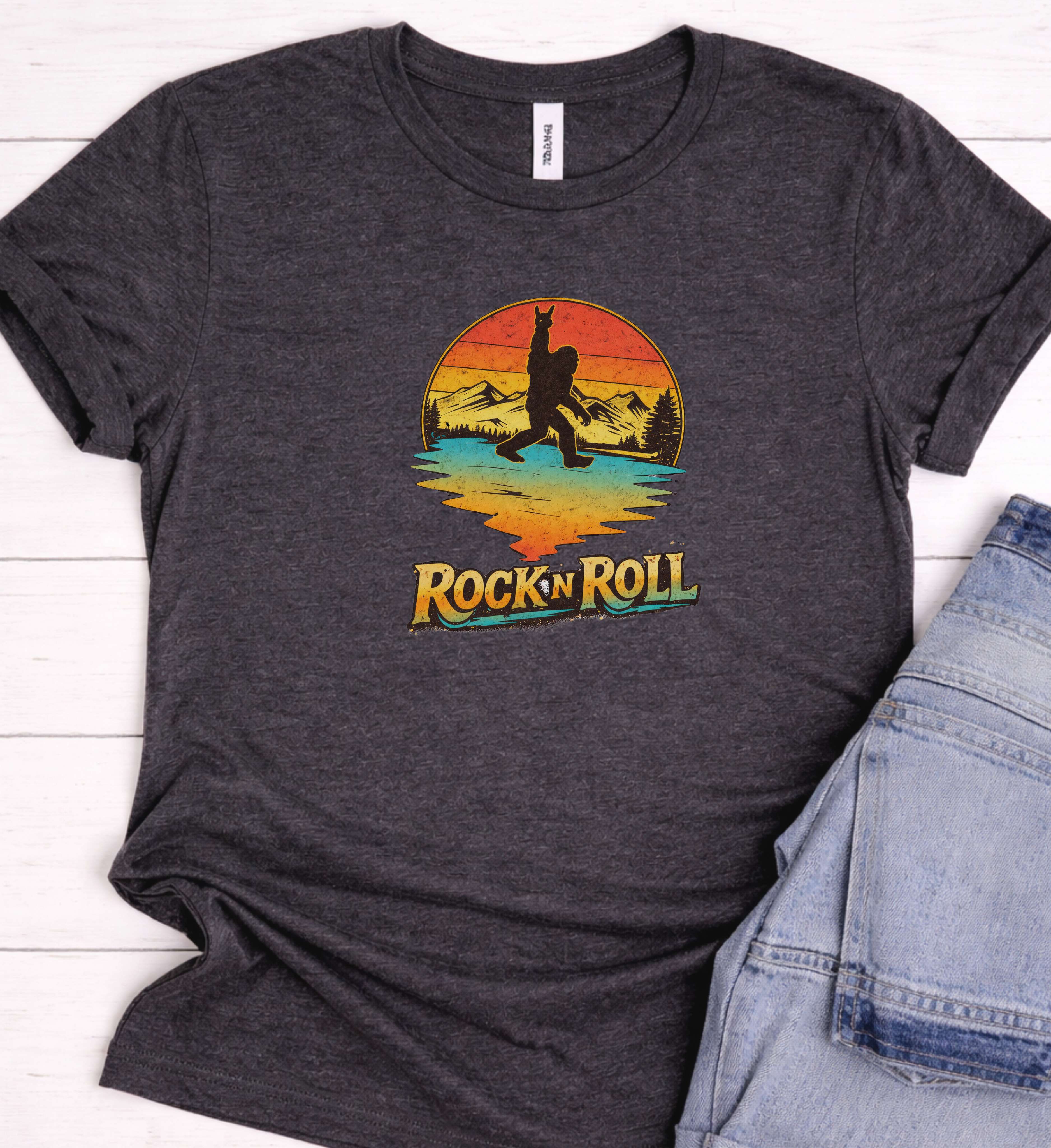 Bigfoot Rock n Roll Shirt – Vintage Sasquatch Guitar Tee