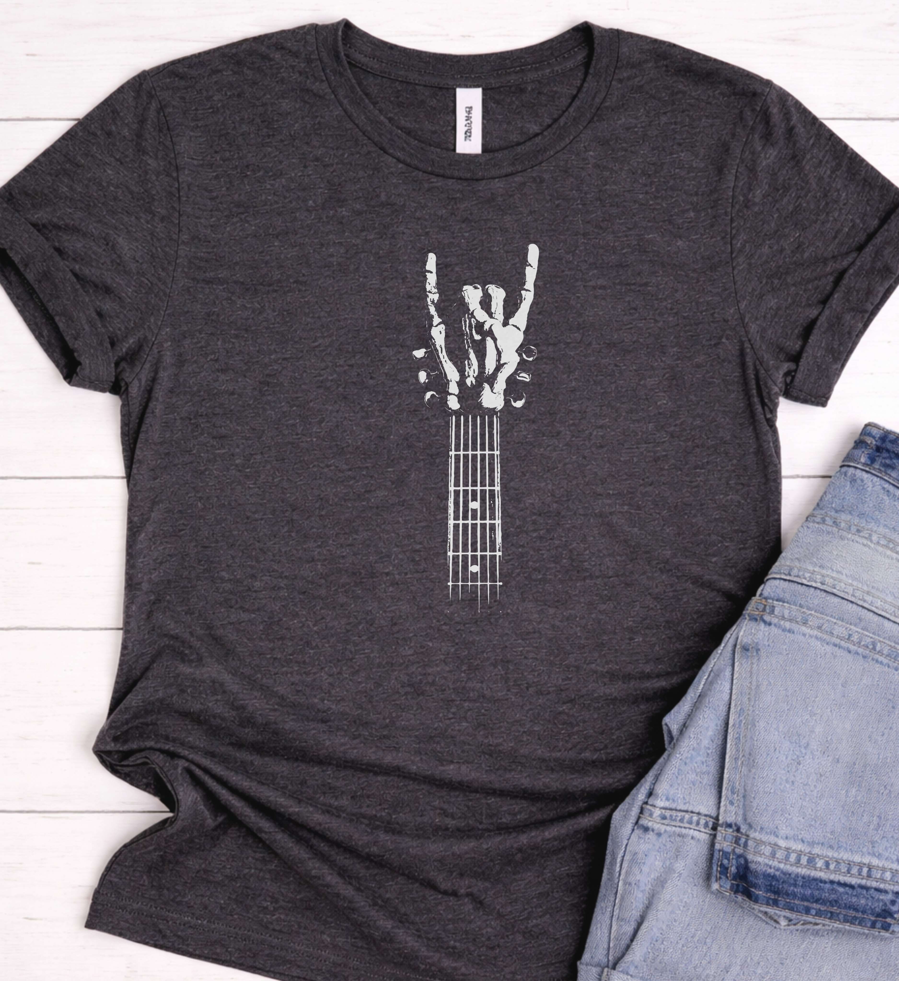 Rock Hand Guitar Shirt – Heavy Metal Music Tee