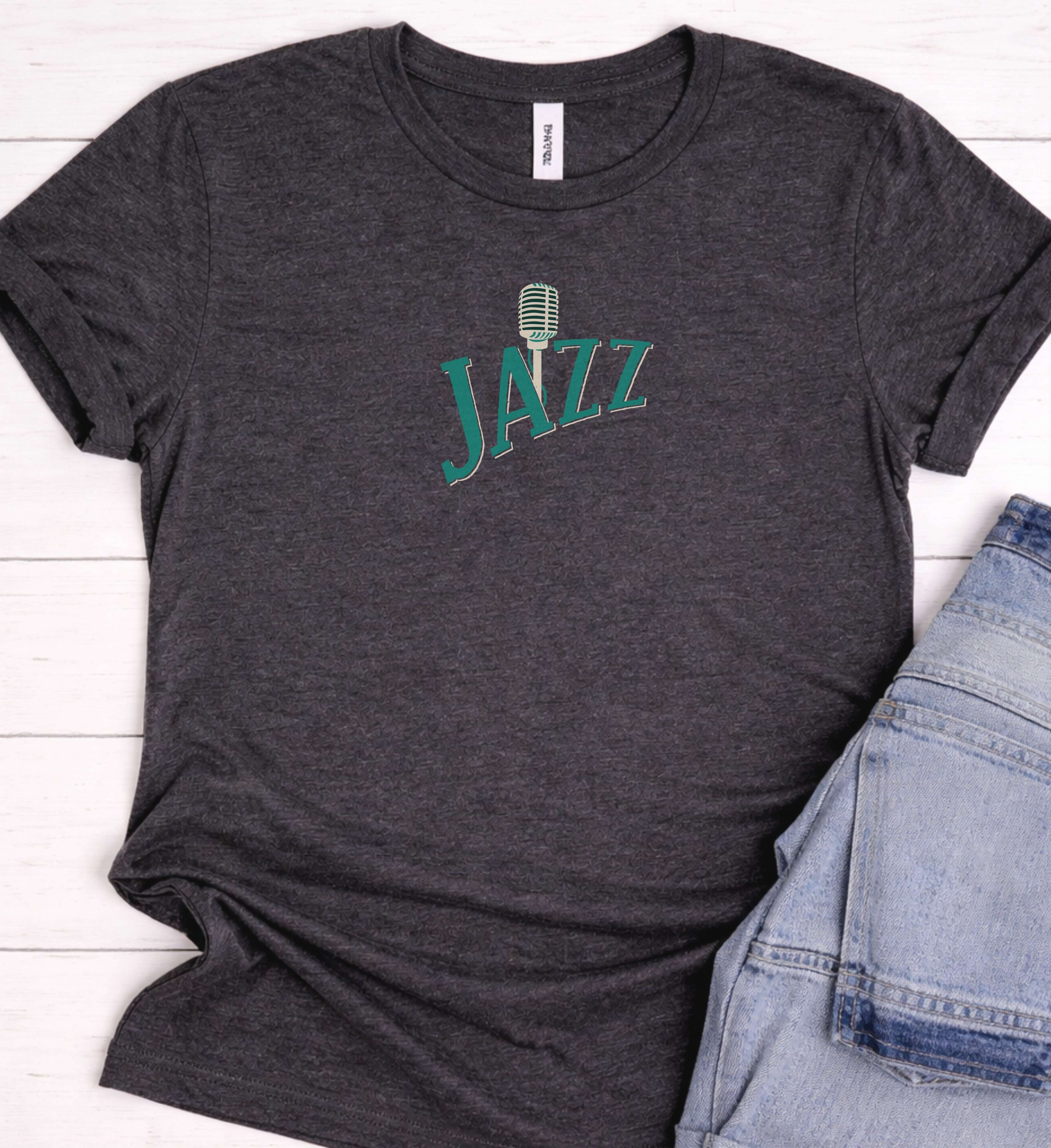 Minimal Jazz Typography Shirt – Vintage Mic Edition