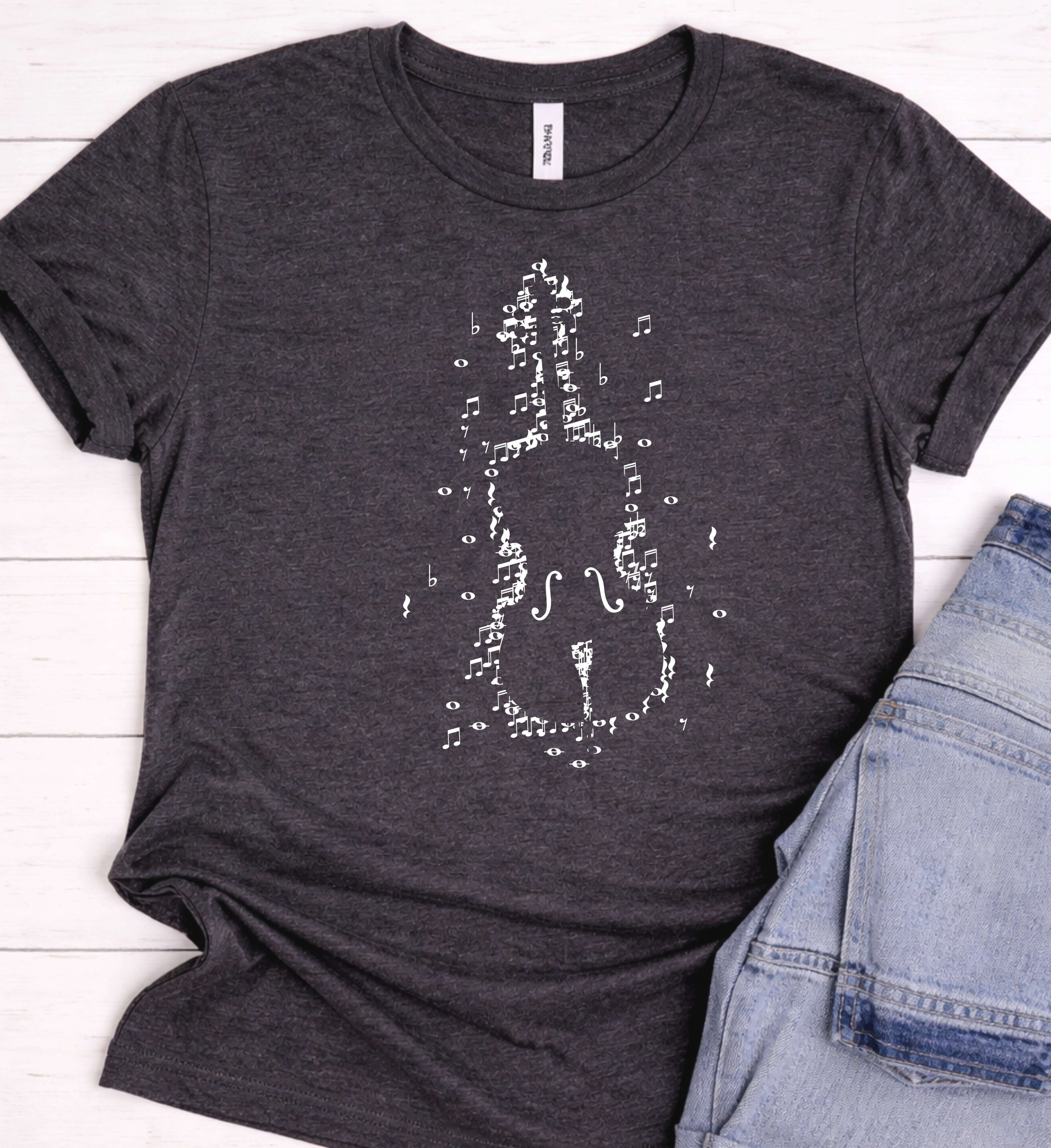 Cello Shirt – Classical Music Notes Artistic Tee