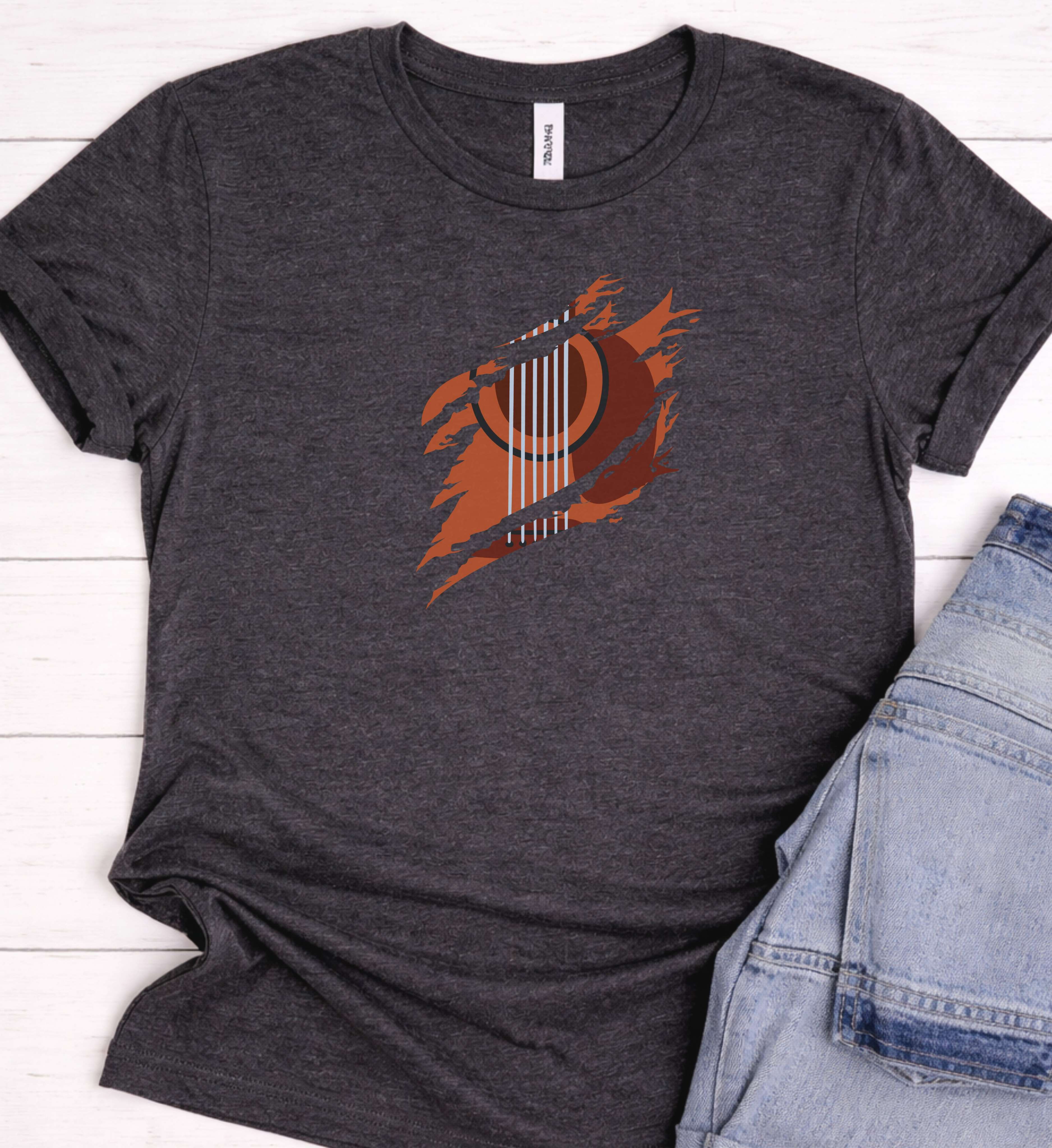 Minimal Guitar Shirt – Acoustic Music Graphic Tee