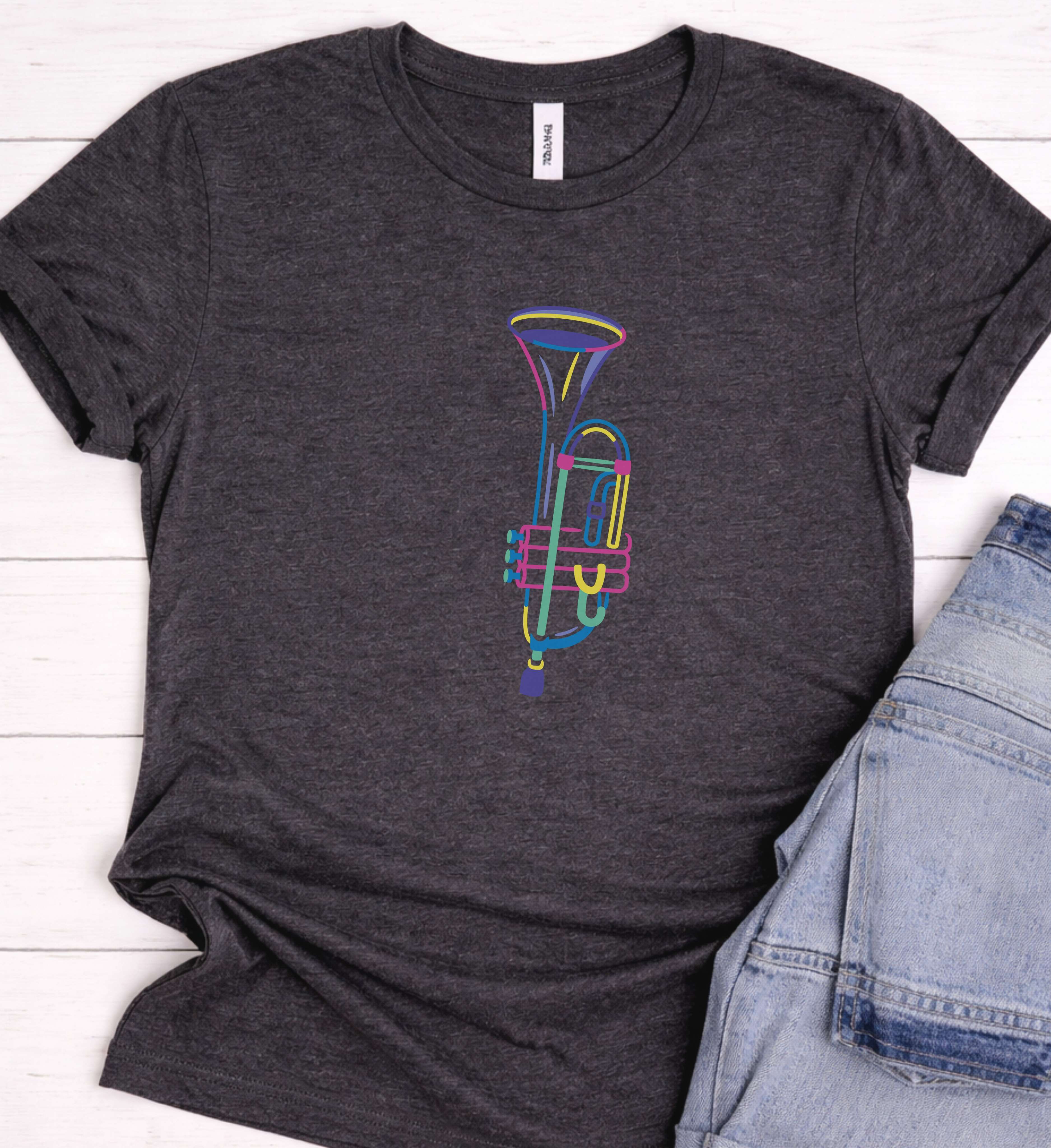 Minimal Trumpet Shirt – Modern Music Graphic Tee