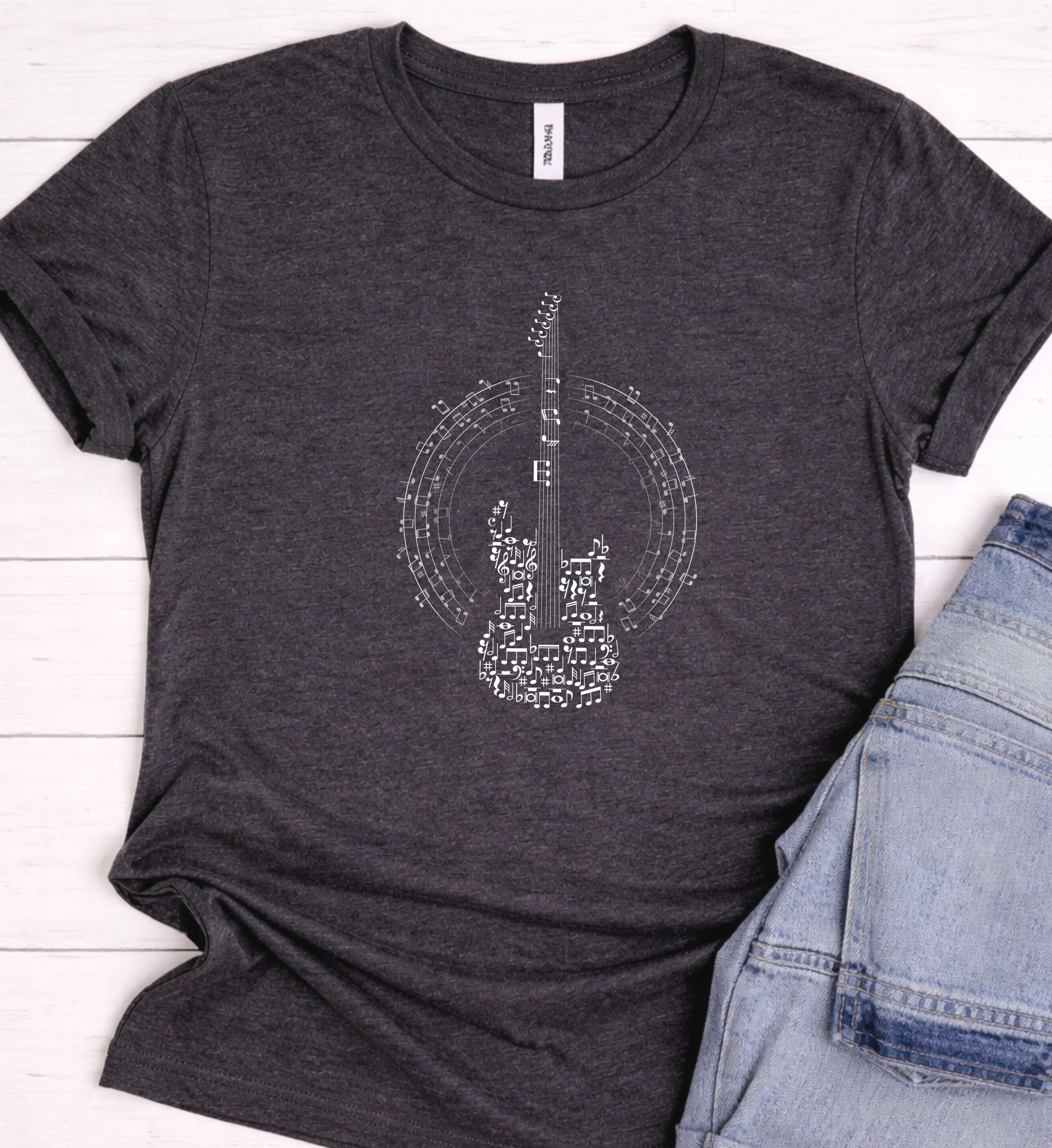 Music Notes Guitar Shirt – Artistic Music Tee