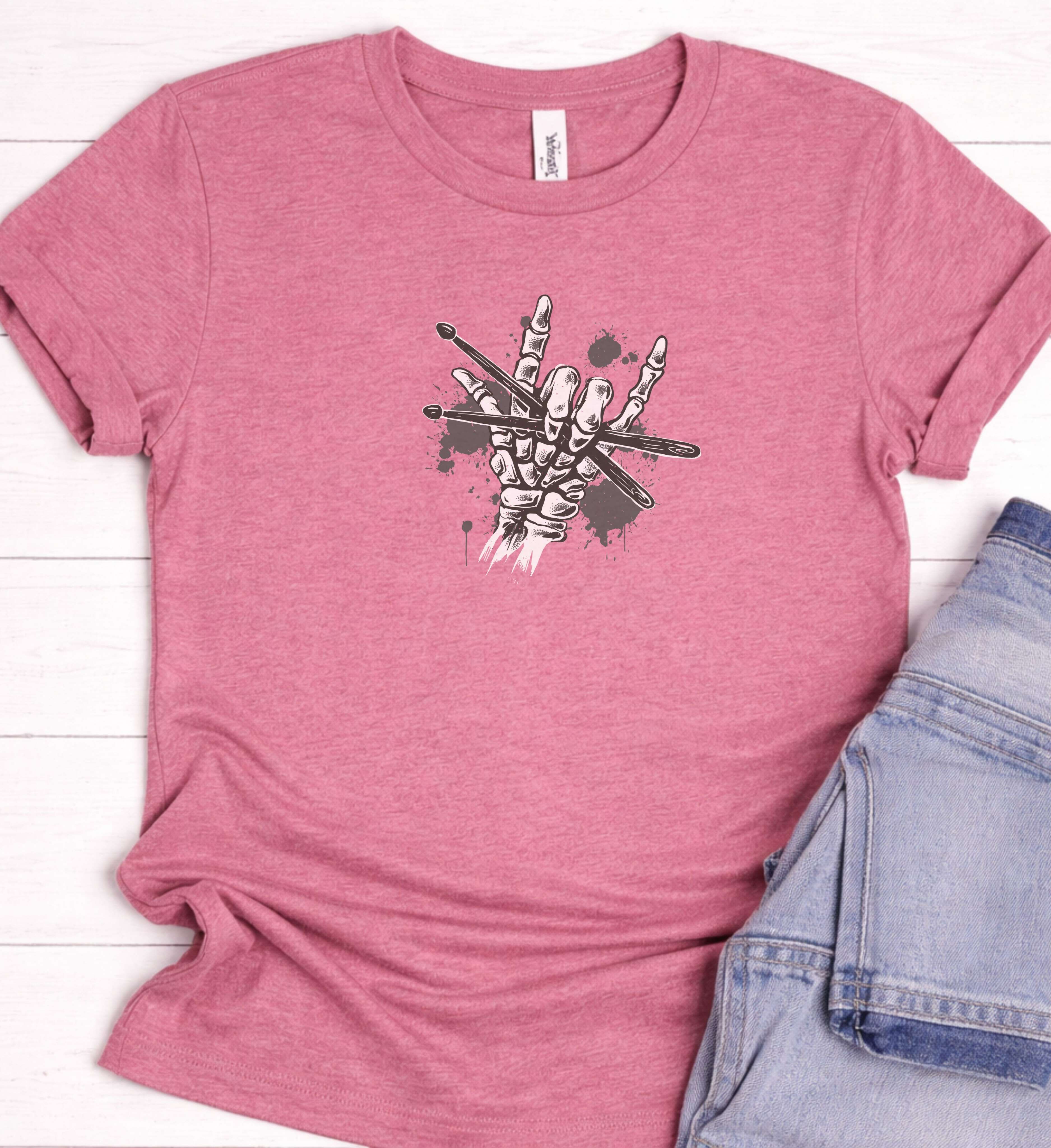 Drummer Skull Hand Shirt – Drumsticks Rock Tee