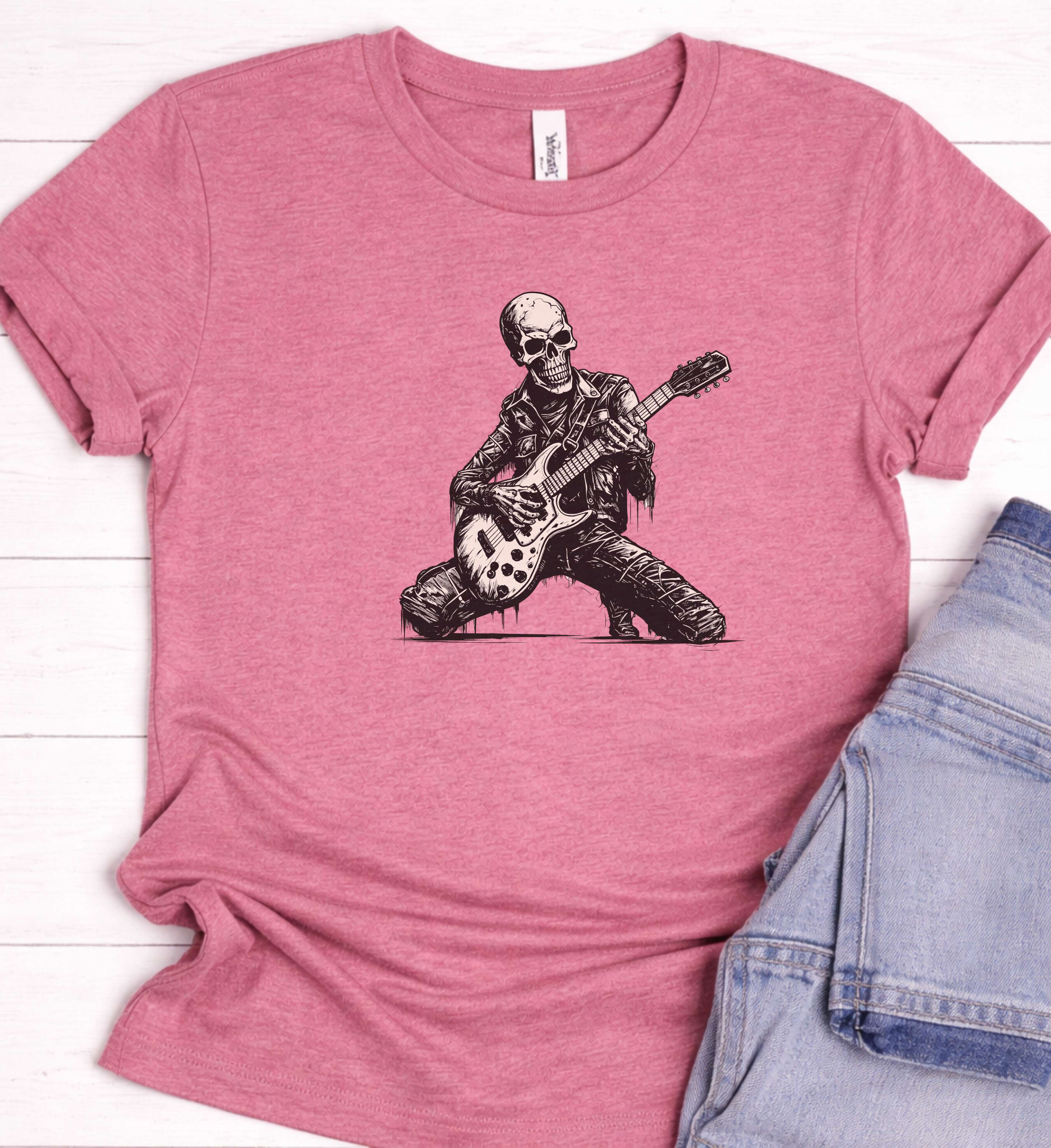 Skeleton Guitar Shirt – Skull Rock Music Tee