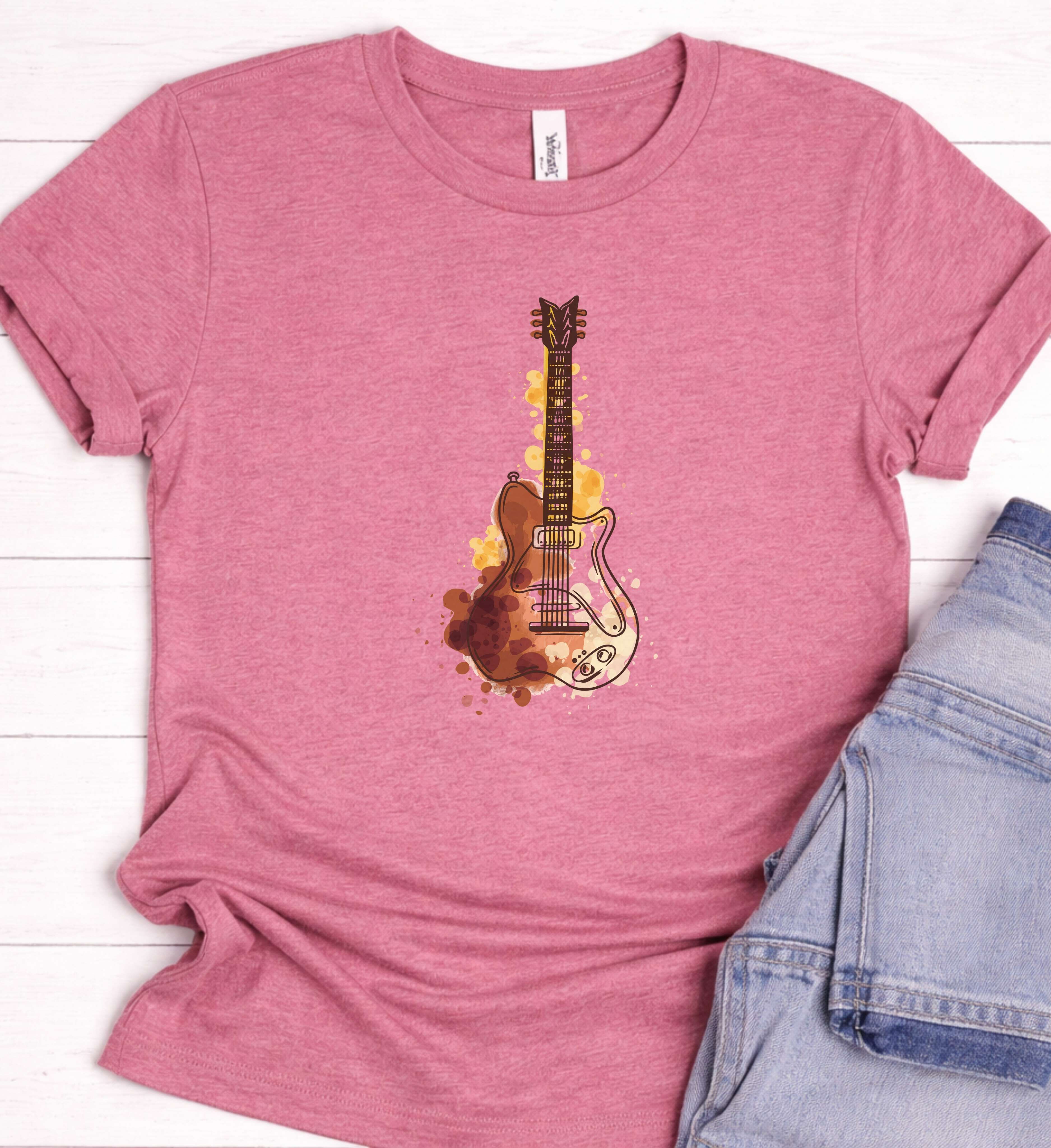 Guitar Art Shirt – Watercolor Electric Guitar Tee