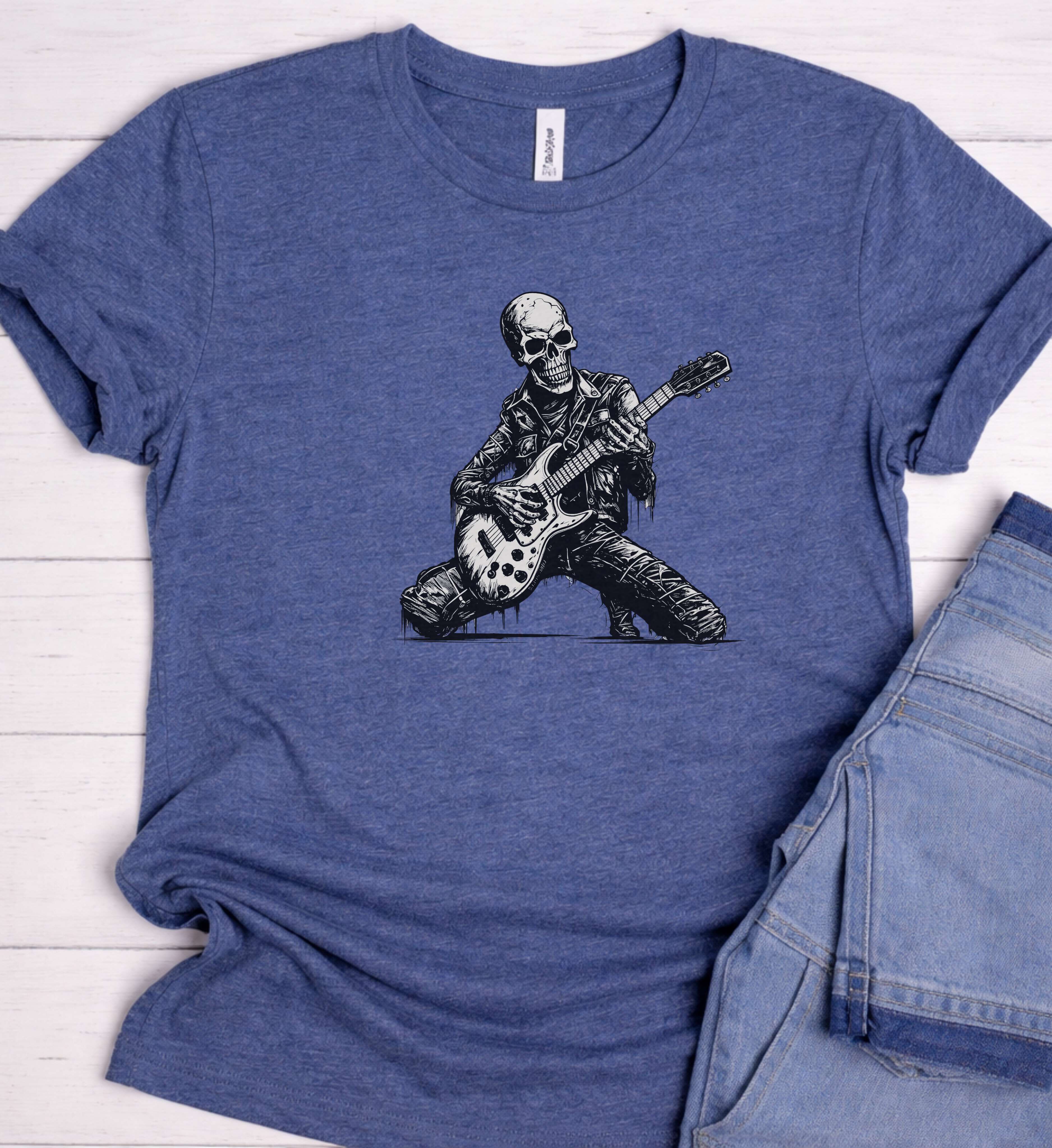 Skeleton Guitar Shirt – Skull Rock Music Tee