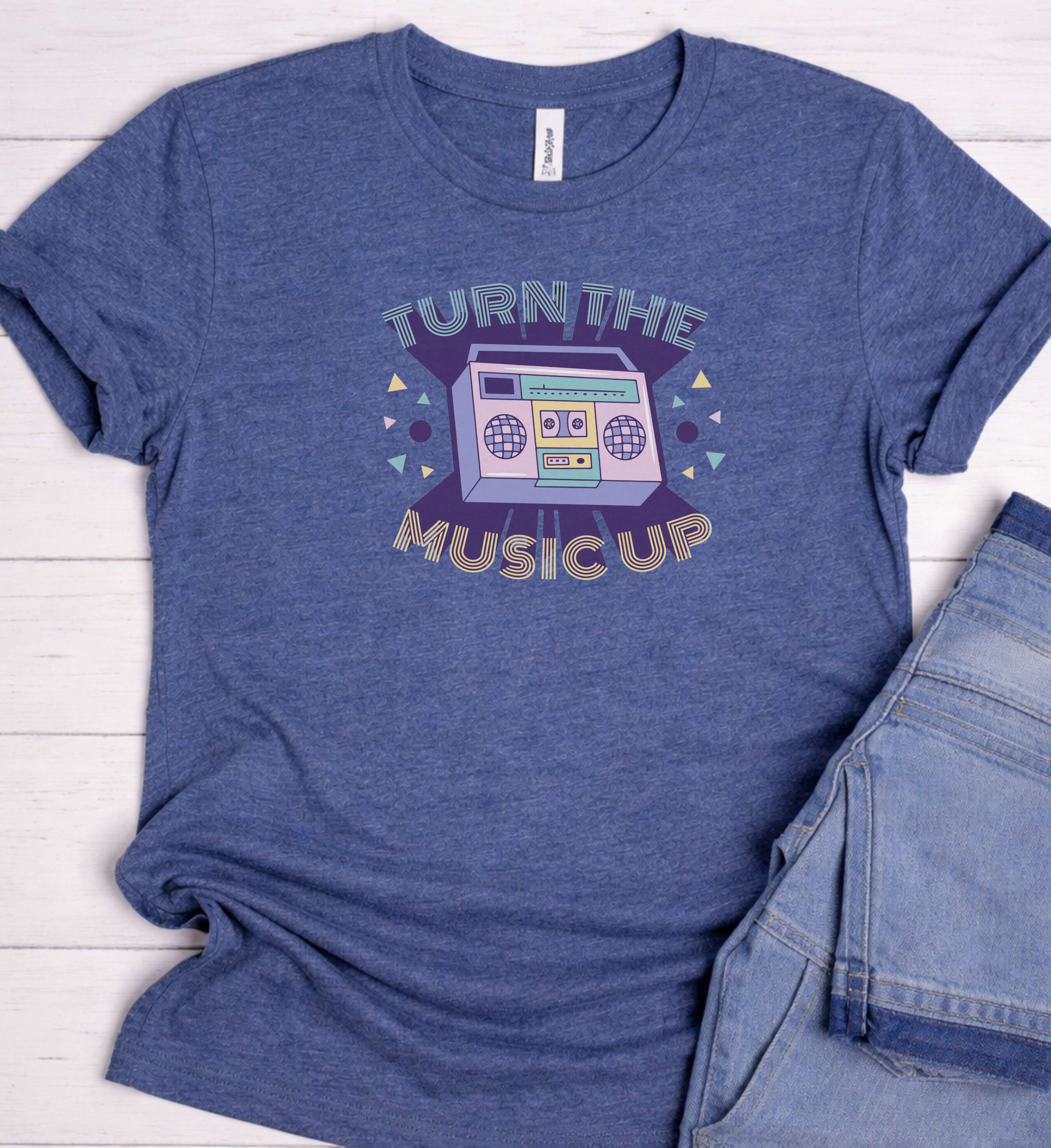 Turn The Music Up Shirt – Retro Boombox Tee