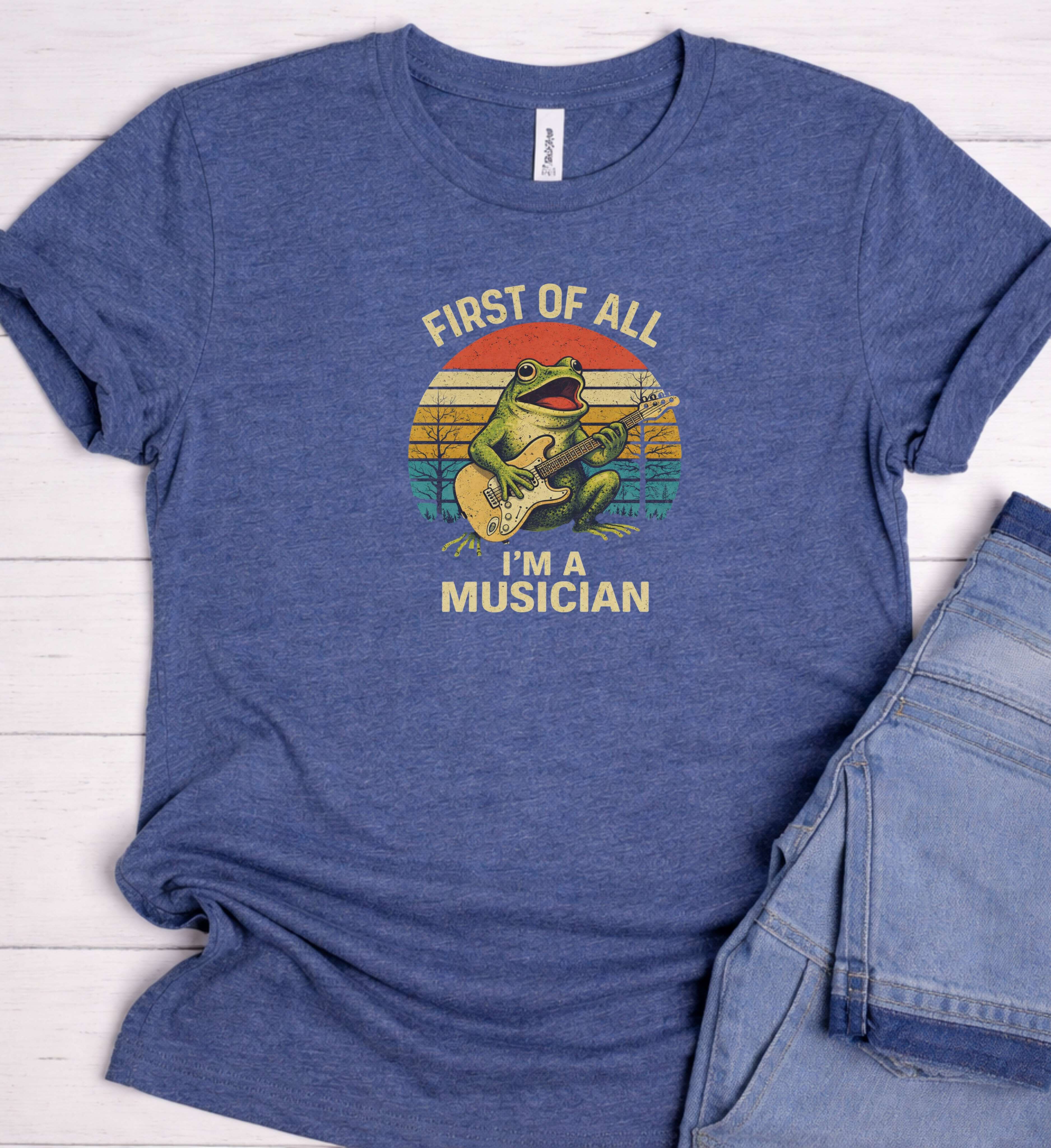 Funny Musician Shirt – Guitar Frog Vintage Tee