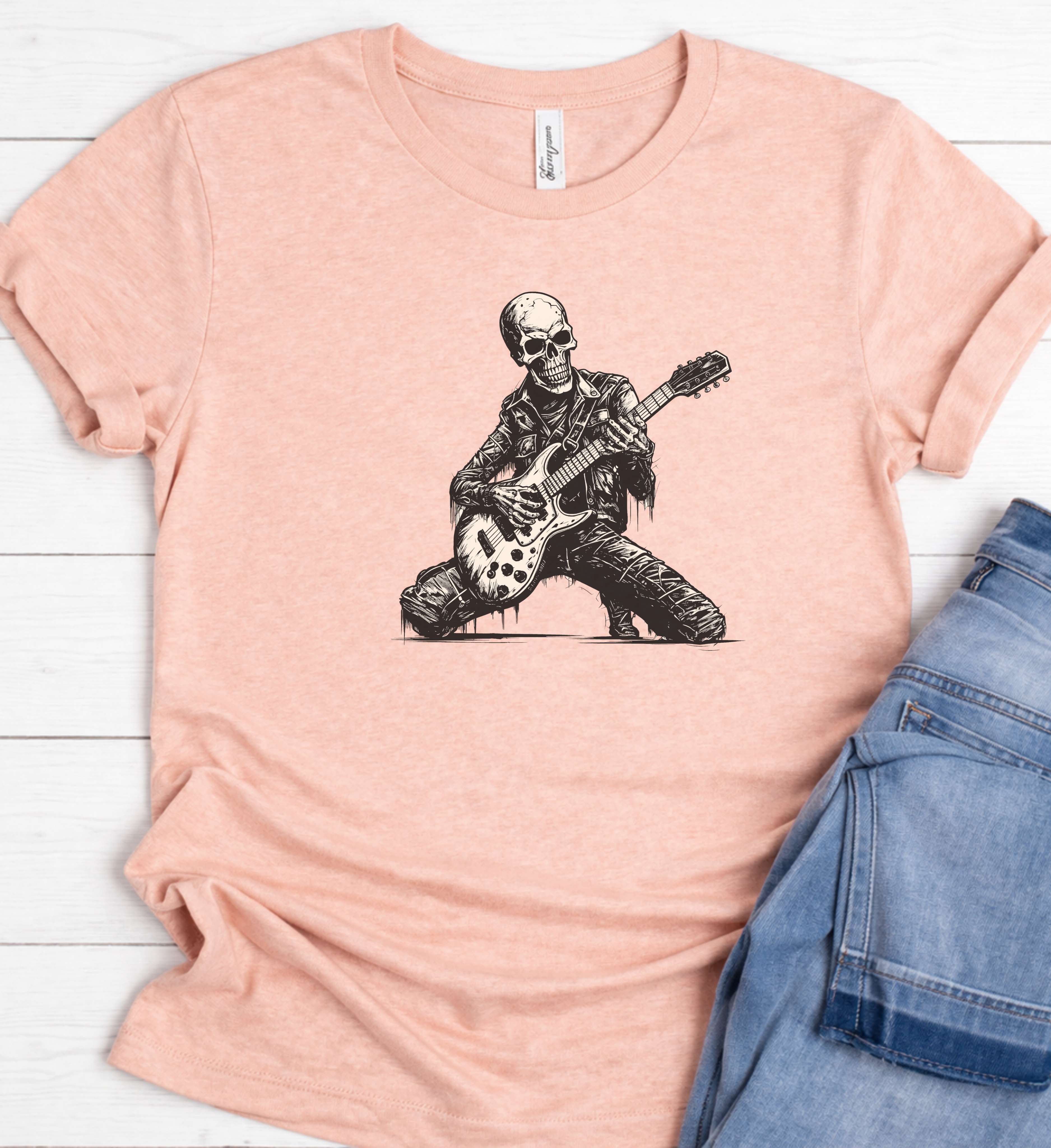 Skeleton Guitar Shirt – Skull Rock Music Tee