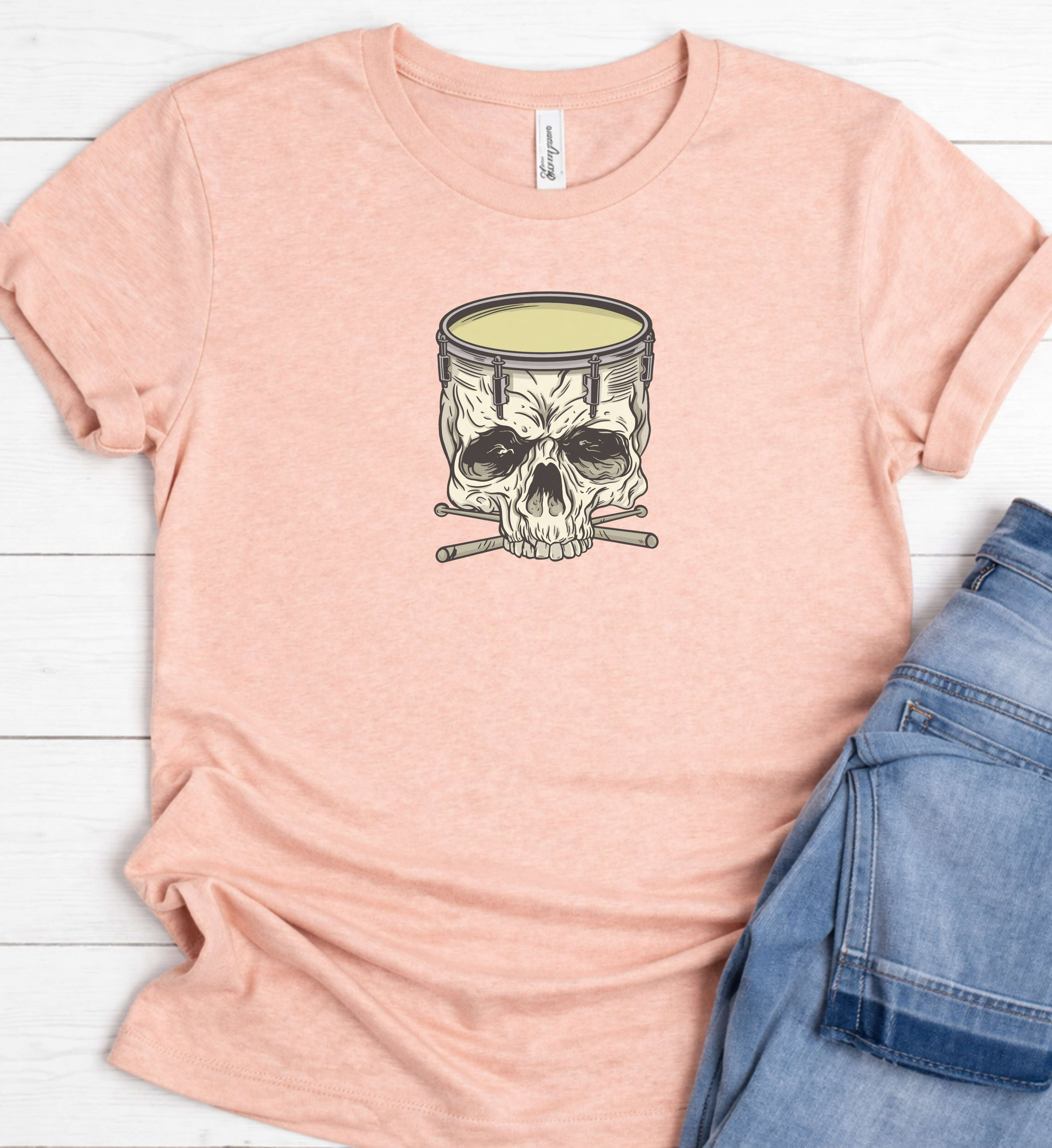 Skull Drum Shirt – Drummer Rock Graphic Tee