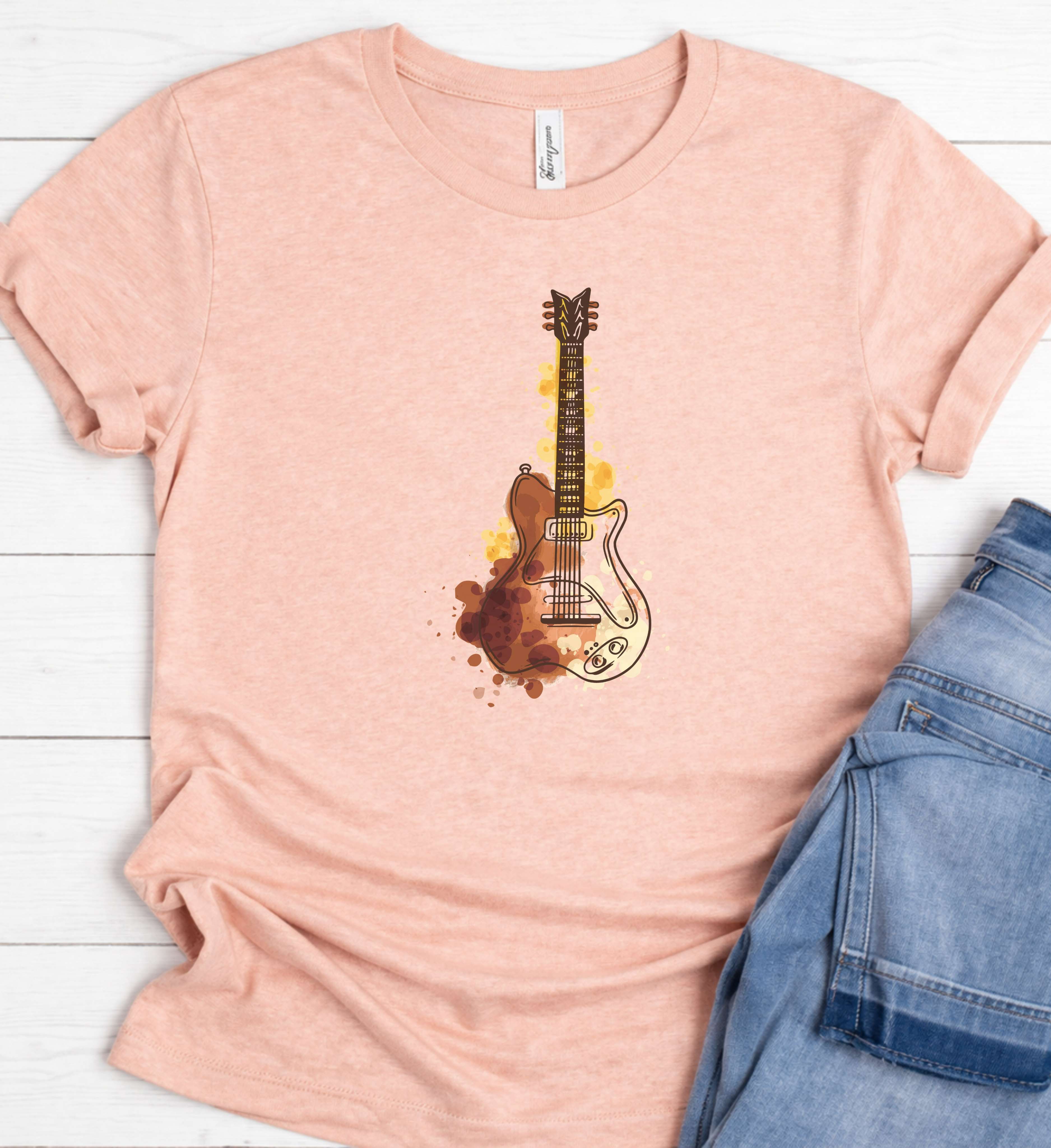 Guitar Art Shirt – Watercolor Electric Guitar Tee