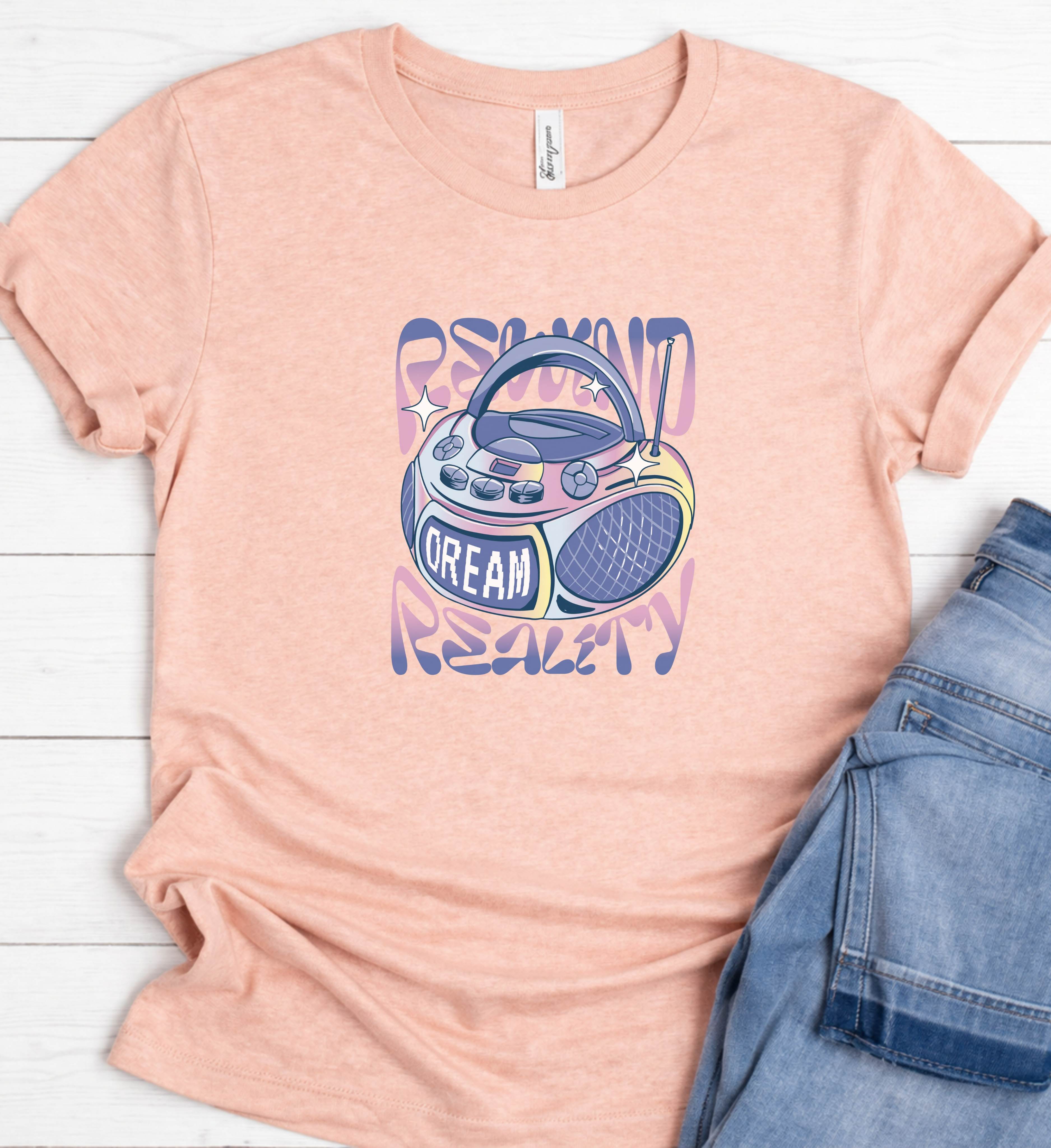Retro Music Shirt – Rewind Reality Boombox Tee