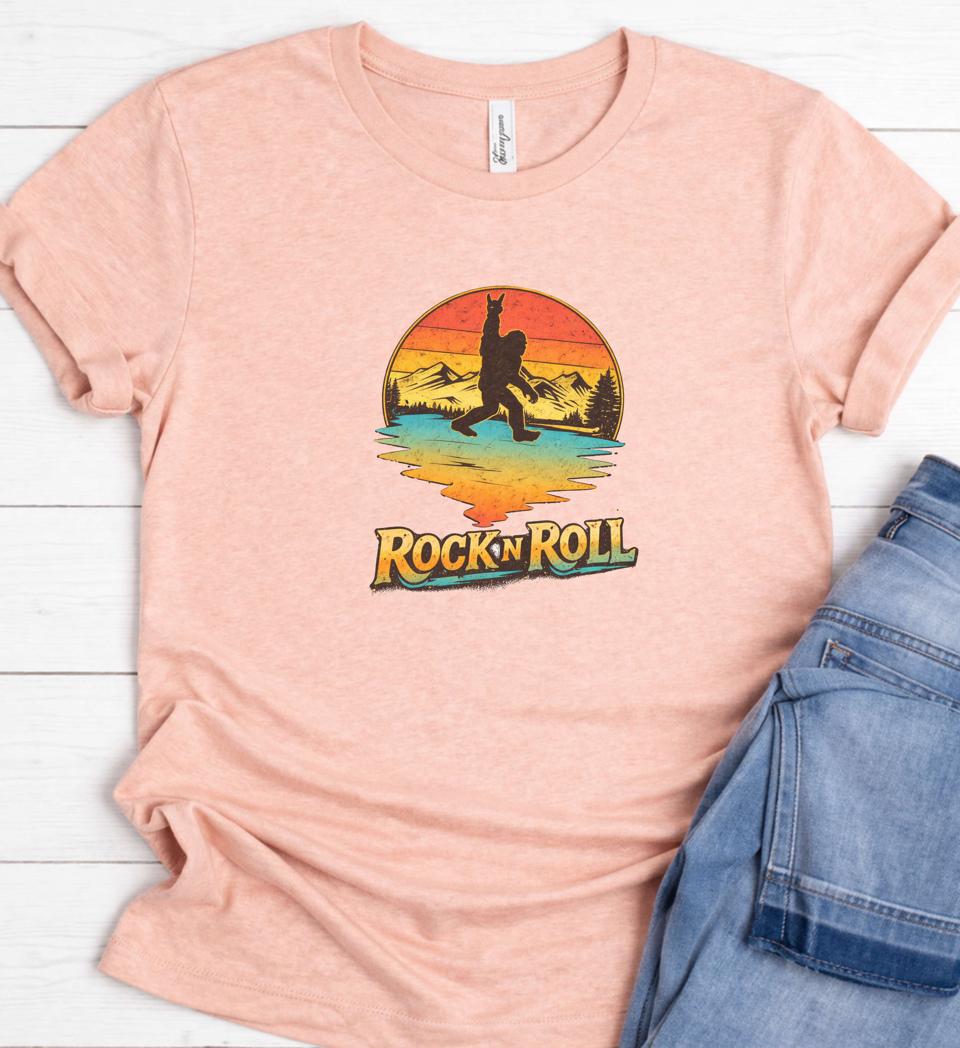 Bigfoot Rock n Roll Shirt – Vintage Sasquatch Guitar Tee