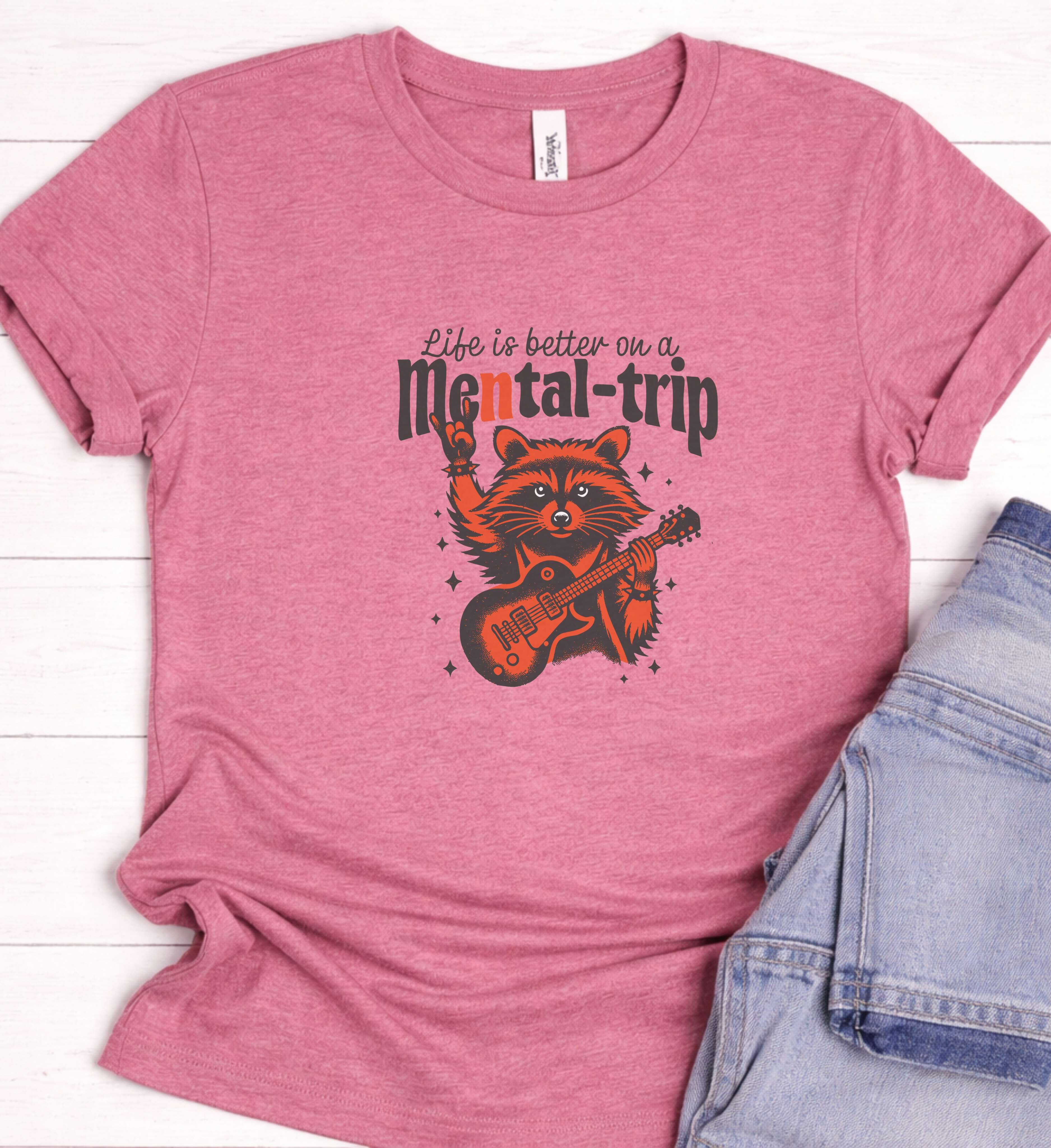 Funny Raccoon Guitar Shirt – Life Is Better On A Mental Trip
