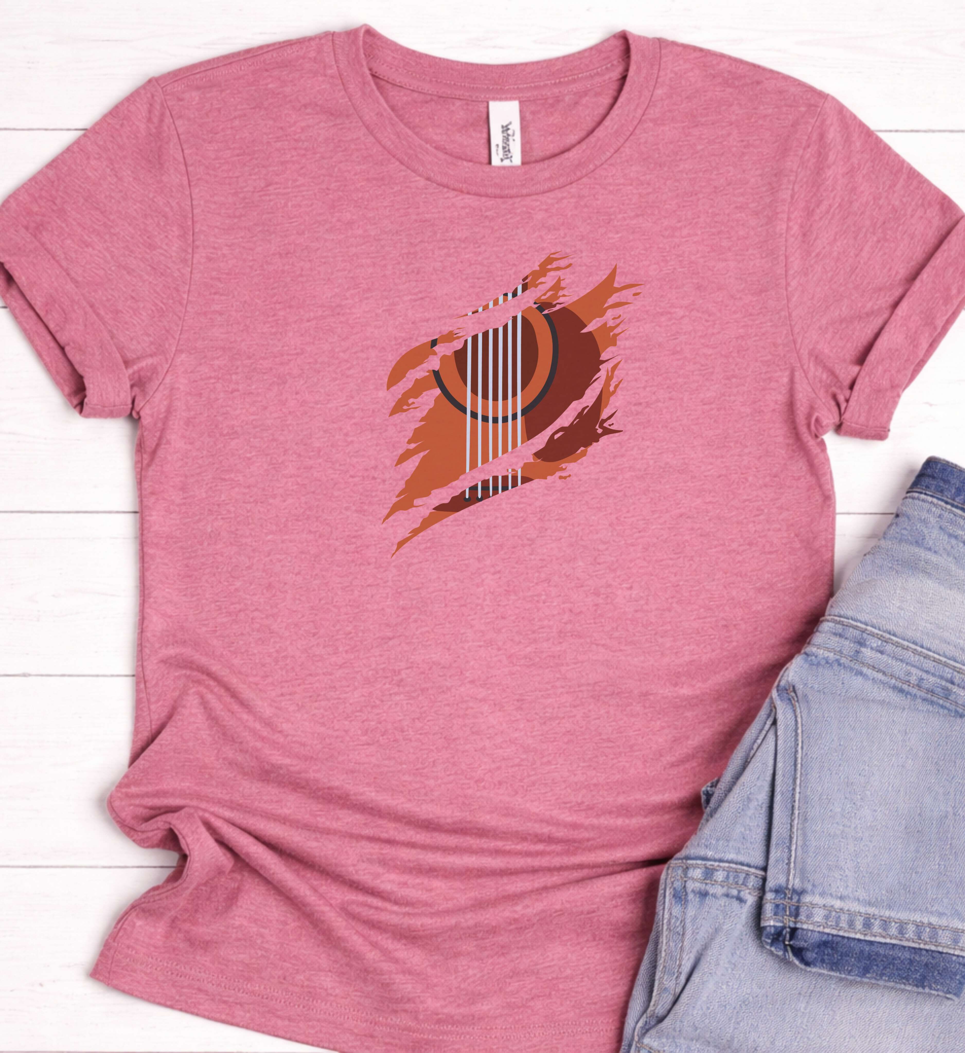 Minimal Guitar Shirt – Acoustic Music Graphic Tee