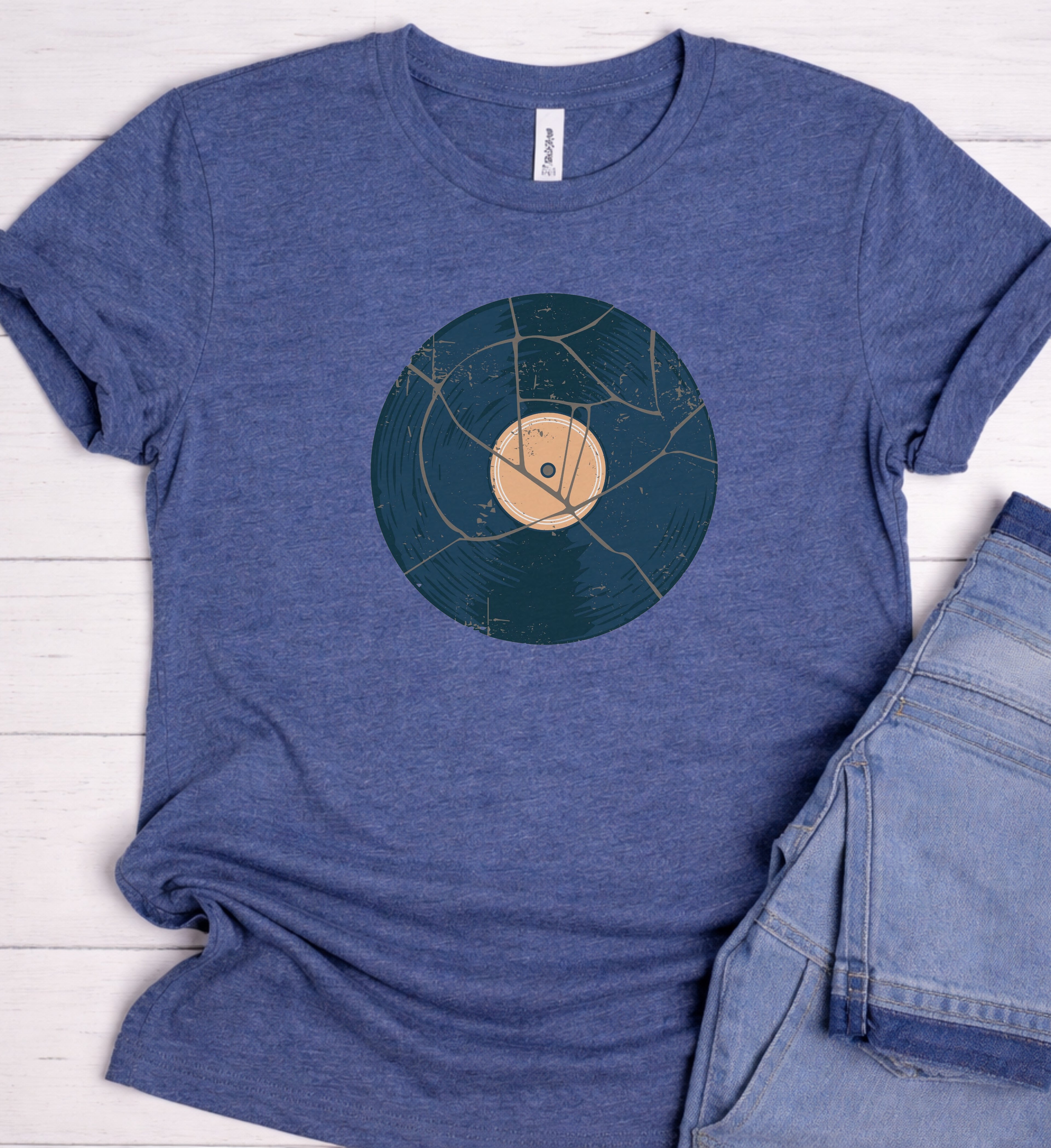 Vintage Vinyl Shirt – Retro Cracked Record Graphic Tee