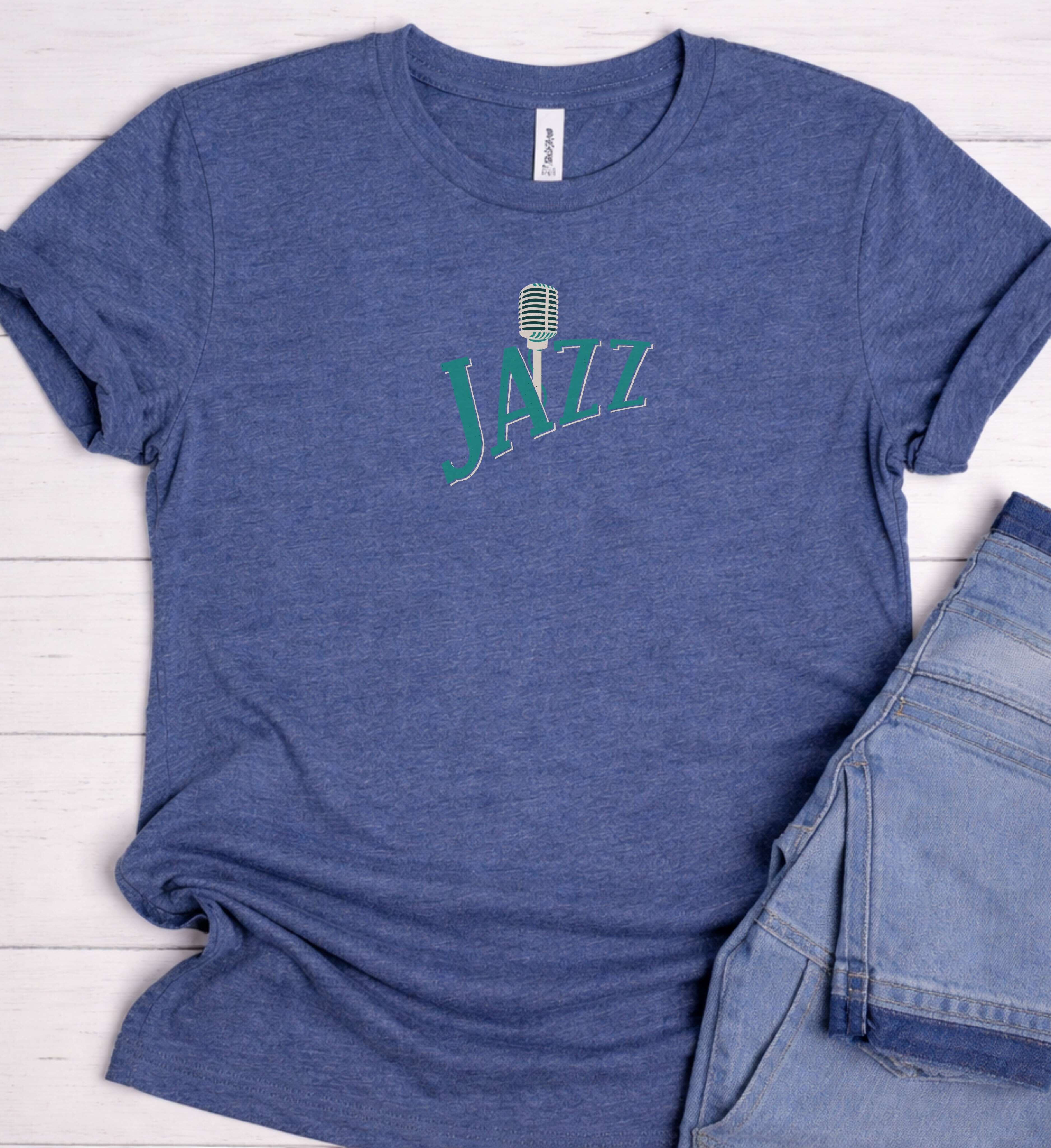Minimal Jazz Typography Shirt – Vintage Mic Edition
