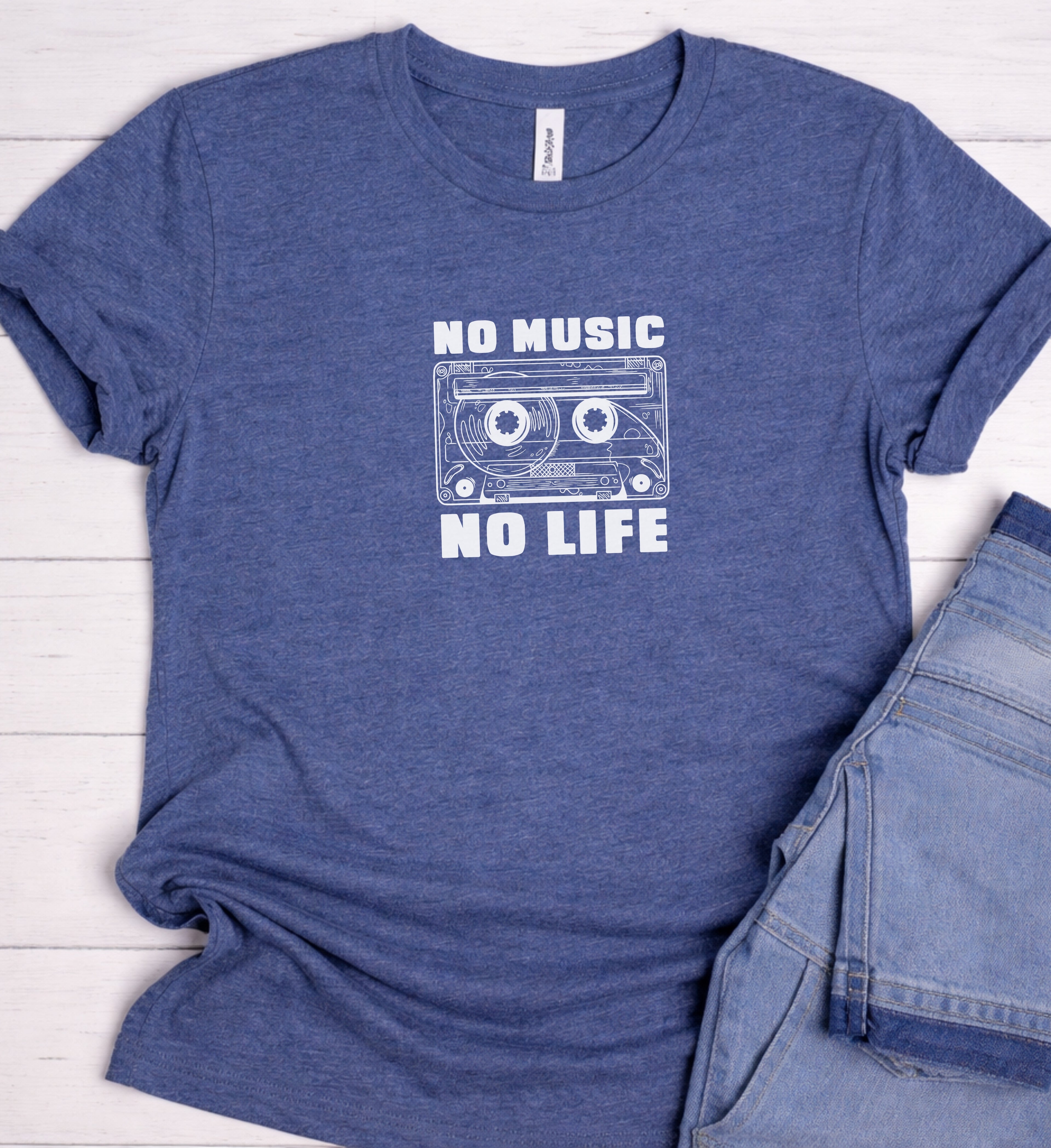 No Music No Life Shirt, Retro Cassette Graphic Tee