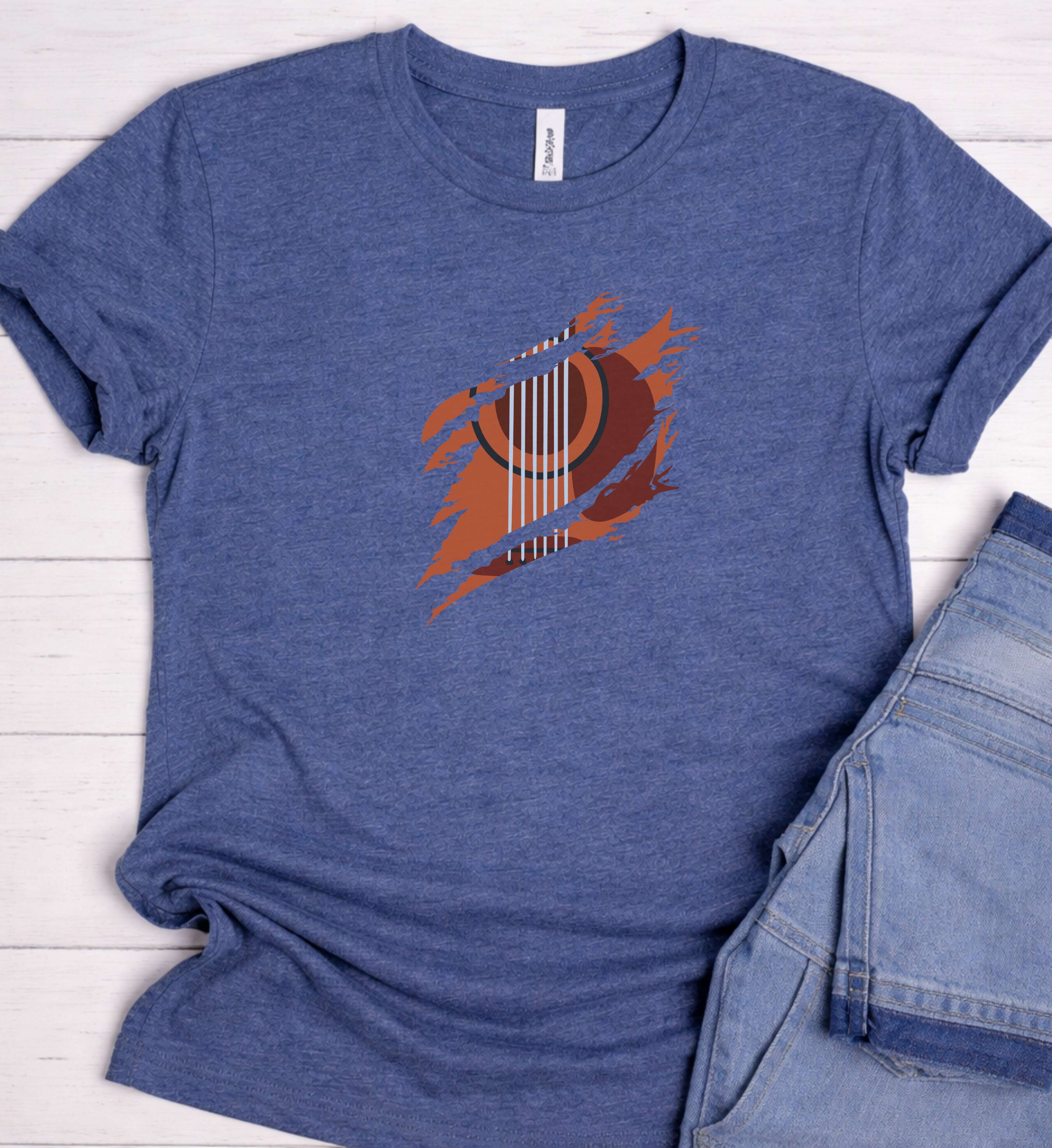 Minimal Guitar Shirt – Acoustic Music Graphic Tee