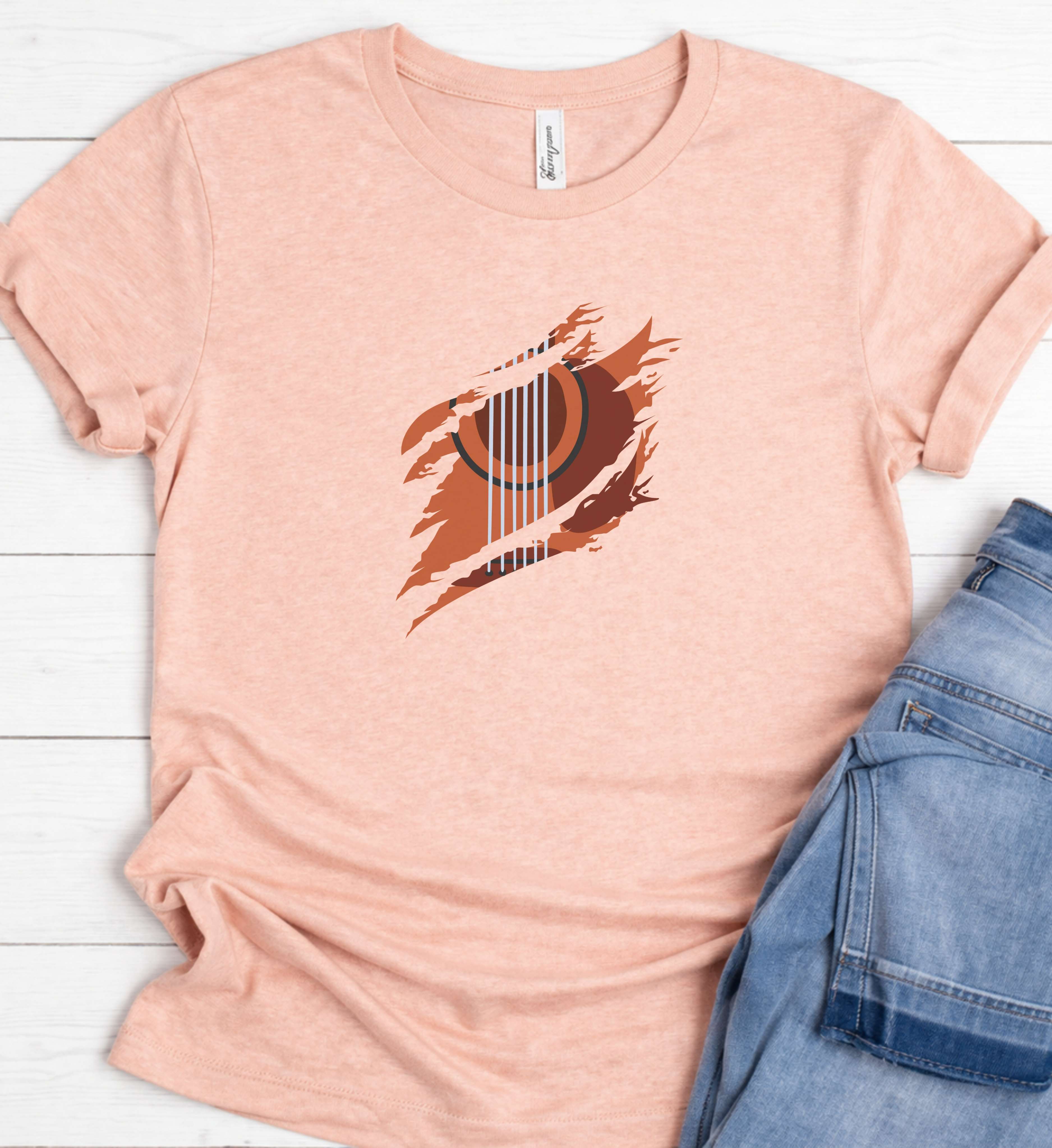 Minimal Guitar Shirt – Acoustic Music Graphic Tee
