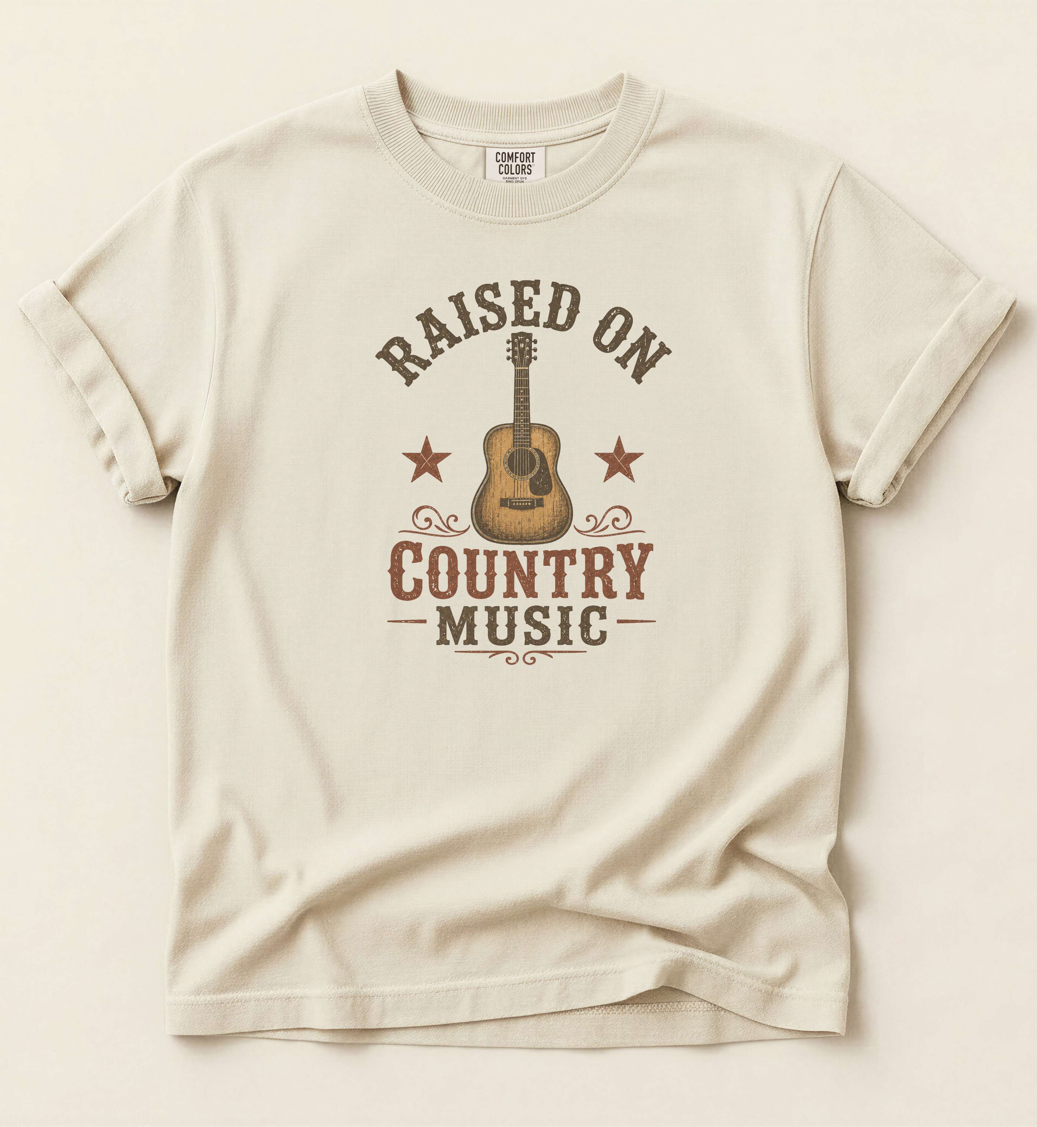 Raised On Country Music – Vintage Western Guitar Tee