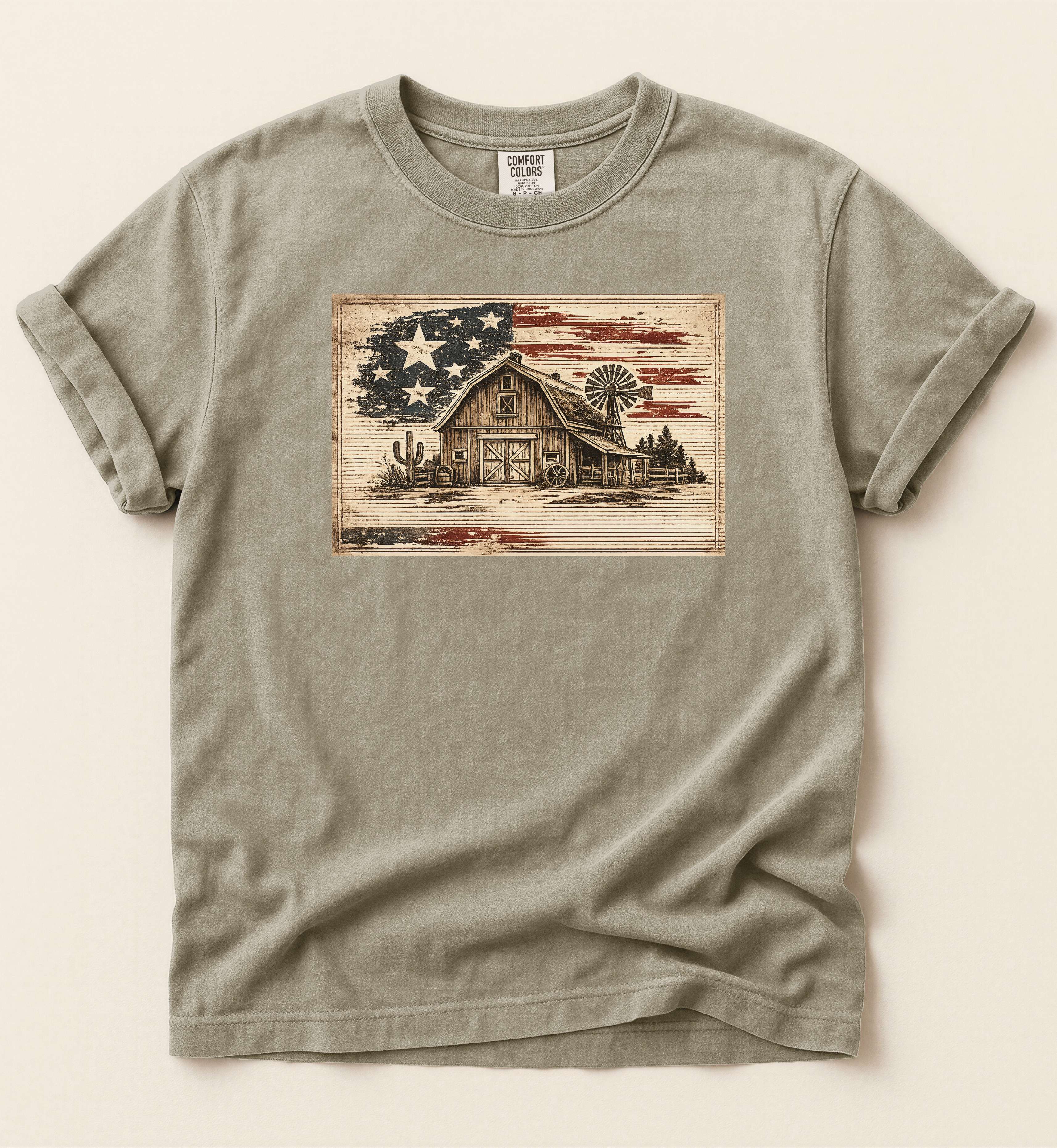 Rustic Americana Barn Graphic Tee